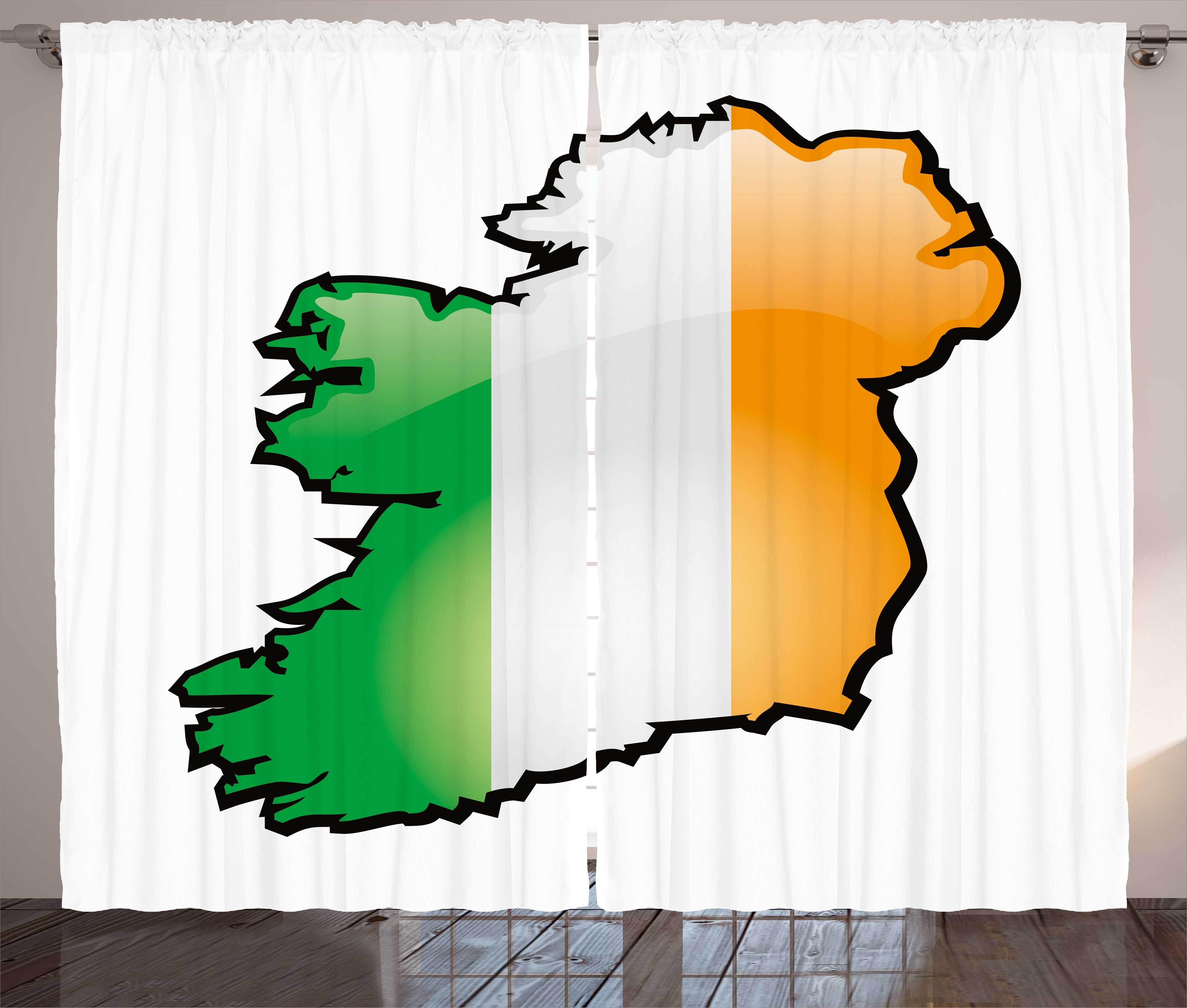 Gardine Schlafzimmer Kräuselband Haken, Abakuhaus, Irland Karte mit Schlaufen Karte Irish und Vorhang Cartoon-Stil