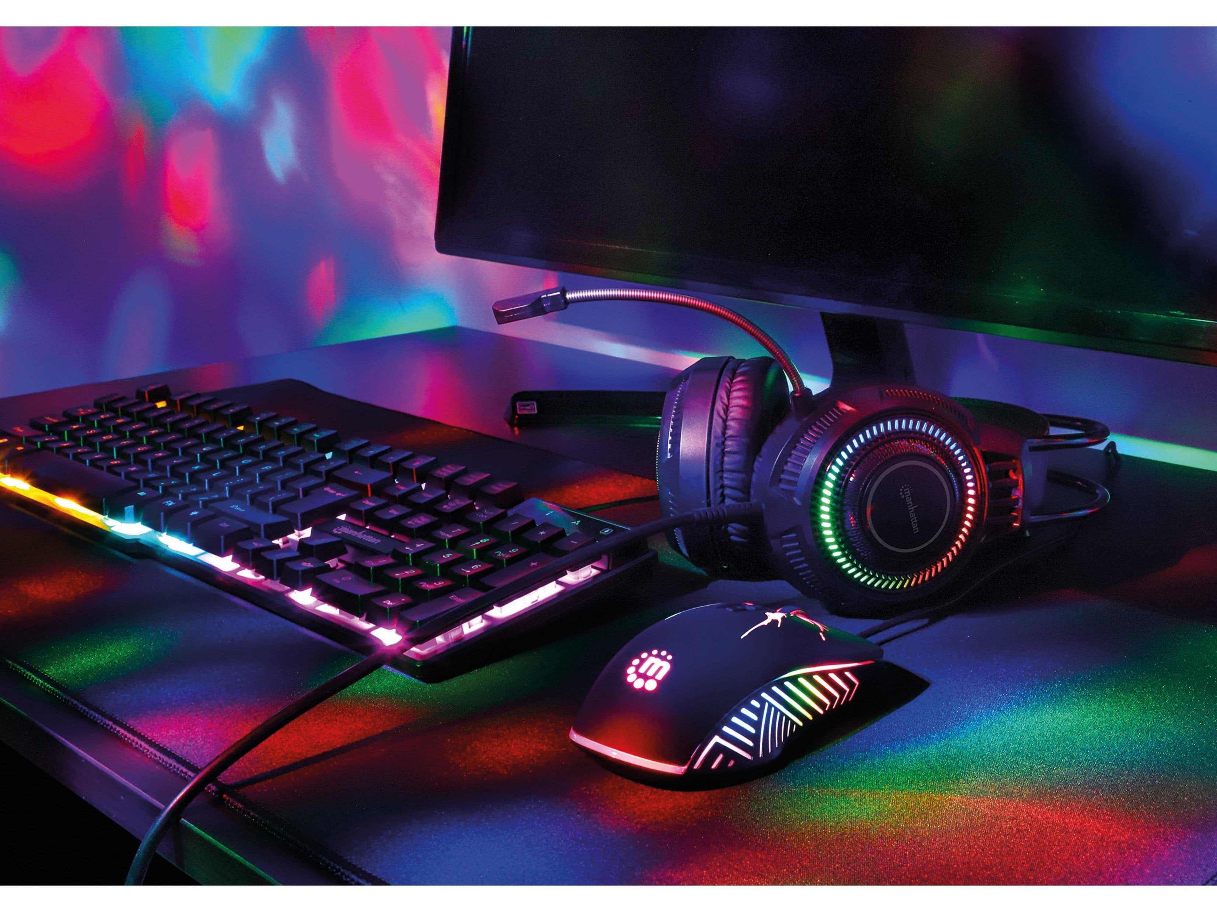 Headset MANHATTAN Gaming-Headset MANHATTAN Over-Ear mit LED RGB