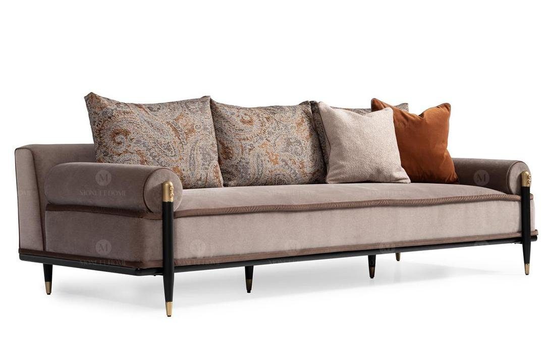 Dreisitzer Luxus Teile, Stoff, Europa 3 JVmoebel 3-Sitzer Couch Made in Grau Sofa Polstersofa Sitzer 1
