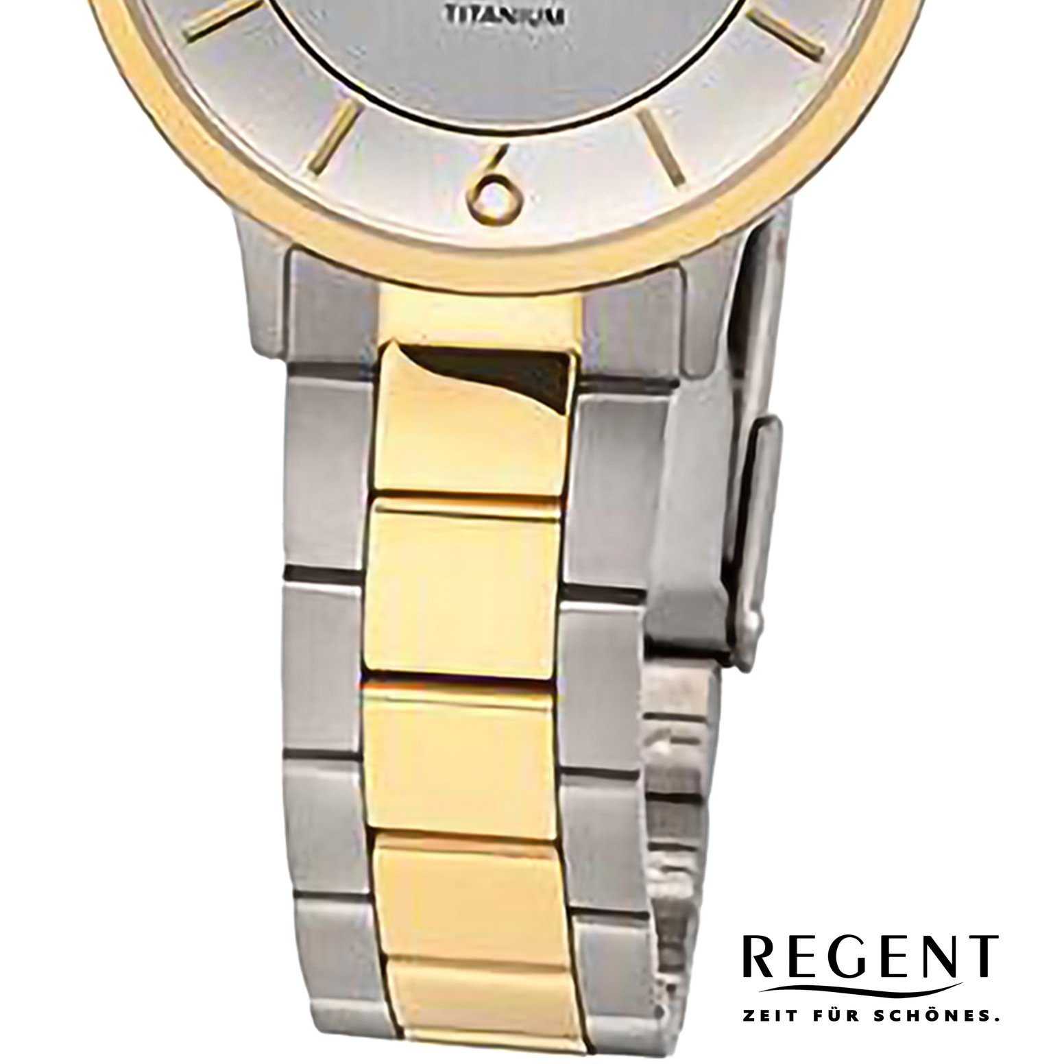 Regent Quarzuhr Regent Damen Armbanduhr Analog, (Analoguhr), Damen Armbanduhr rund, extra groß (ca. 31,5mm), Metallarmband