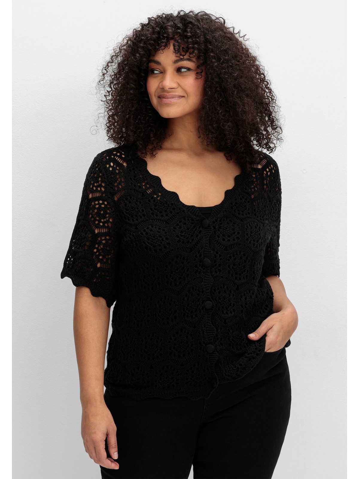 sheego by Joe Browns Cardigan Große Größen im Ajourmuster