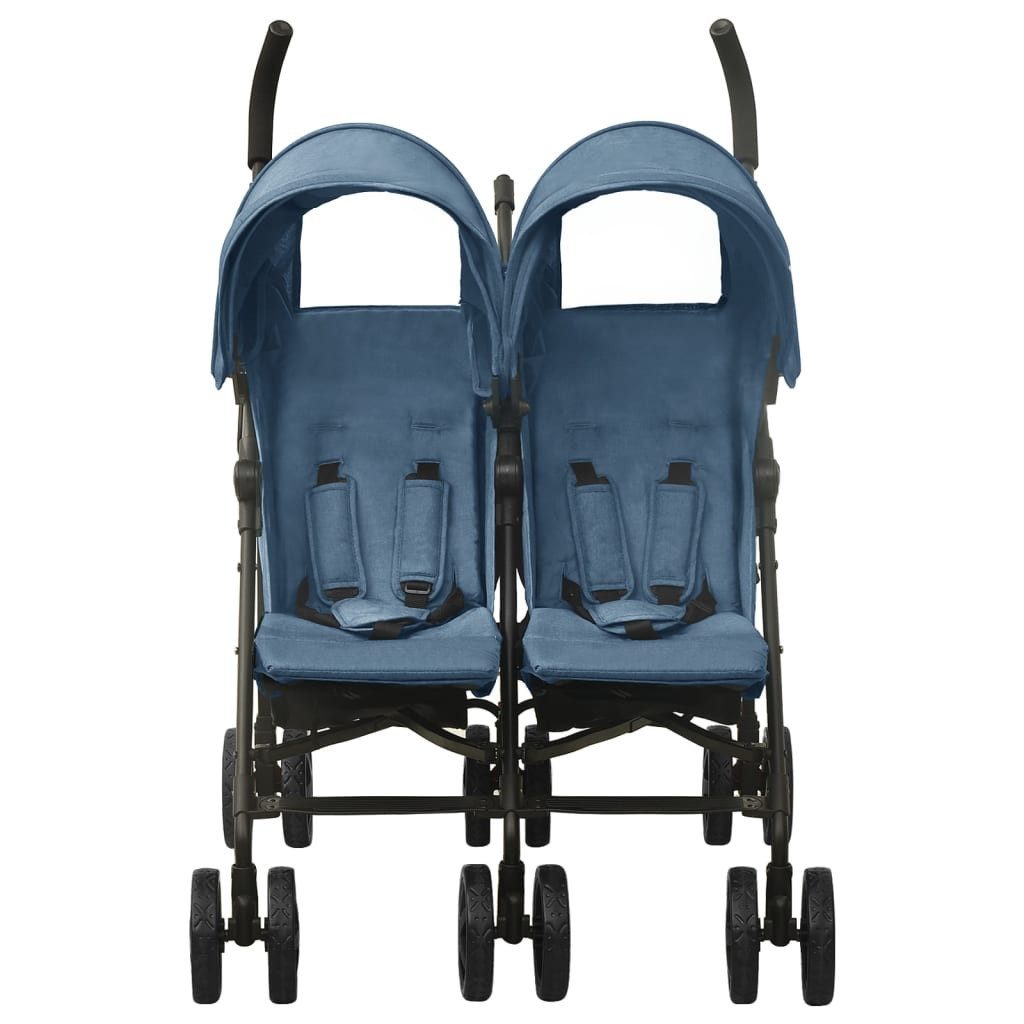 vidaXL Kombi-Kinderwagen Kinderwagen Kinderkarre Buggy Zwillings-Geschwisterwagen Marineblau St