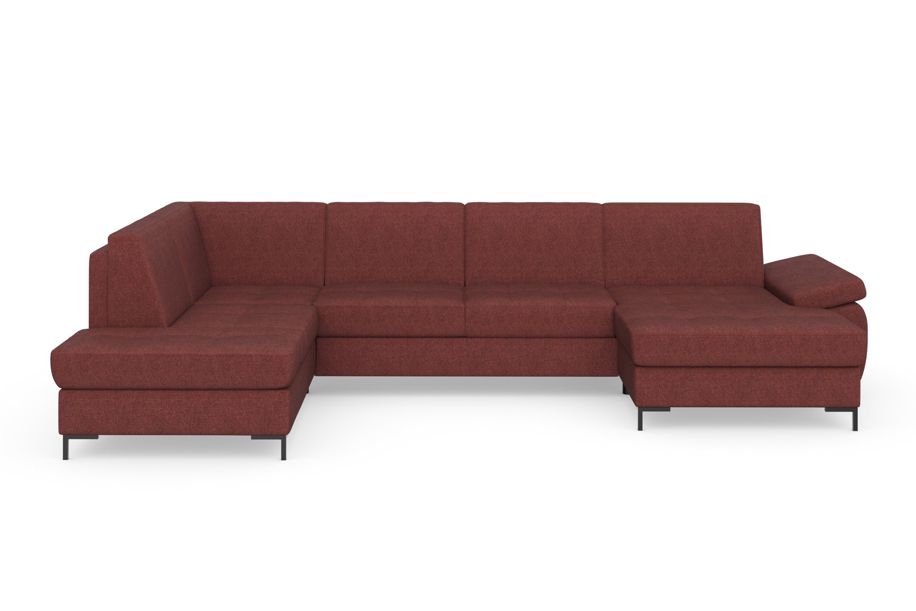 DOMO collection Wohnlandschaft Capelo, komfortabel, klare Linien zeichnen dieses Design aus, U-Form, mit Armteilverstellung, wahlweise mit Bettfunktion, Federkern