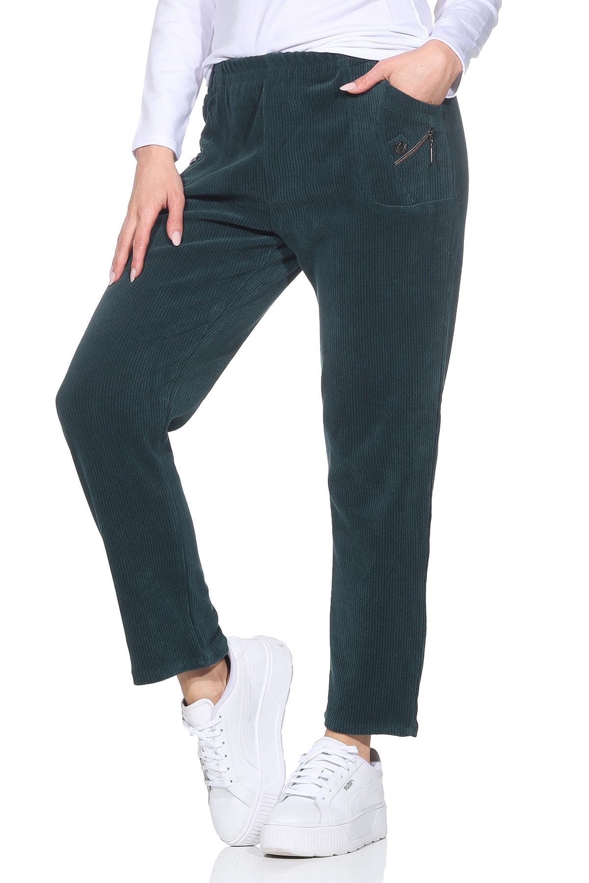 Cherry Berry Cordhose Stretchhose Damen Weiche Cord Schlupfhose Kurzgröße Kurzgröße, elastischer Bund, Unifarben