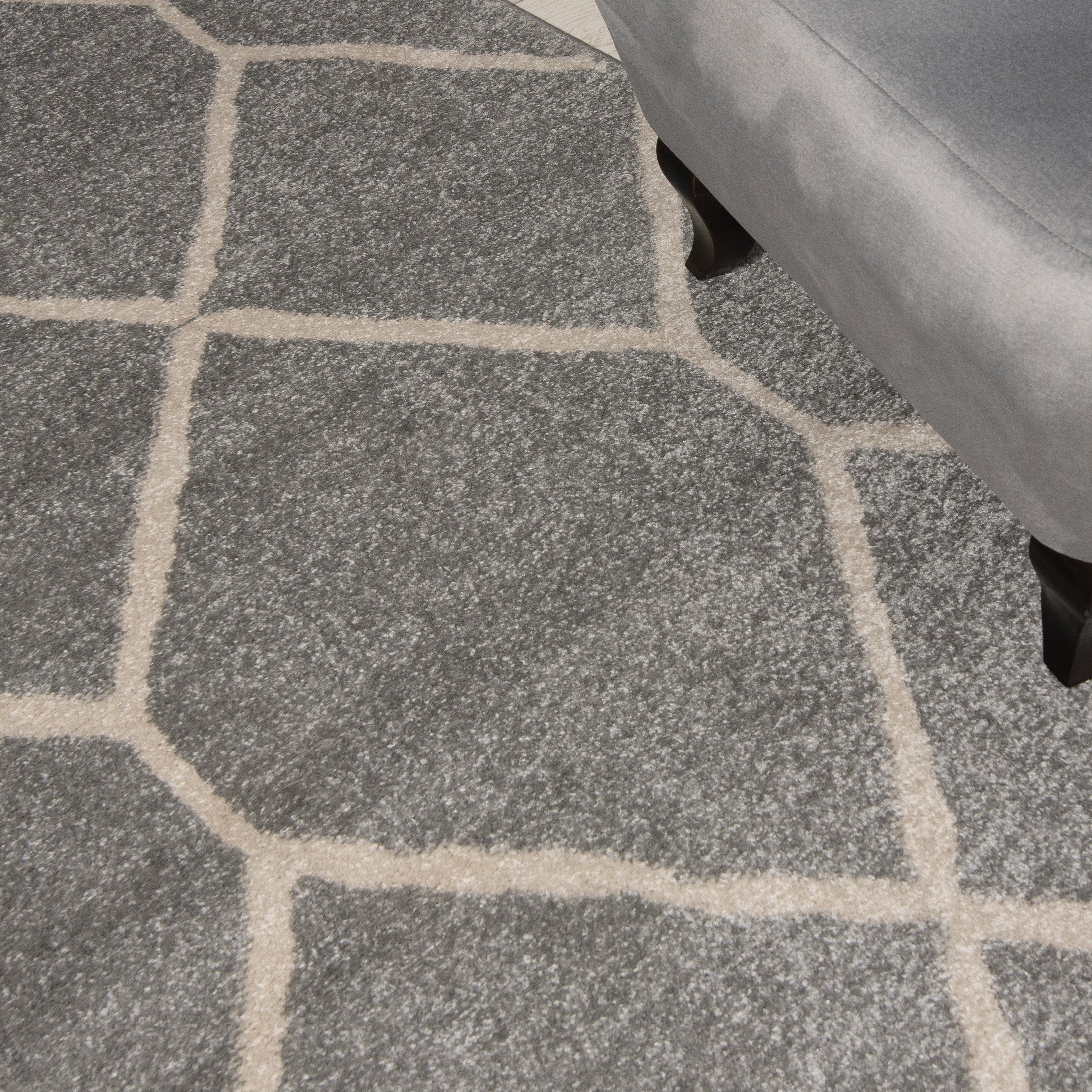 Fußbodenheizung, Kurzflor, 150 80 - Mazovia, Geeignet Designteppich Höhe cm, Muster Geometrisch 7 Kurzflor farbe mm, Modern Teppich Grau x für