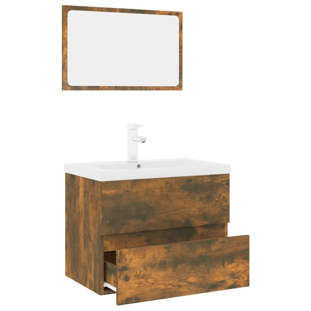 vidaXL Badezimmer-Set Badmöbel-Set Räuchereiche Holzwerkstoff, (1-St) günstig online kaufen