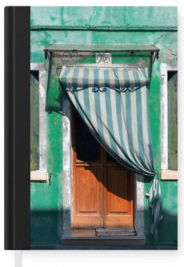 MuchoWow Notizbuch Architektur - Grün - Tür - Haus - Fensterläden, Journal, Merkzettel, Tagebuch, Notizheft, A5, 98 Seiten, Haushaltsbuch