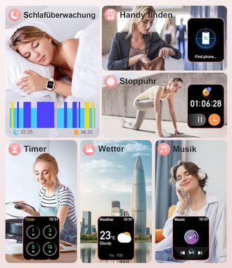 Lige Damen's Bluetooth Anrufe Diamant Herzfrequenz-Monitor Smartwatch (1,57 Zoll, Android/iOS), mit Menstruationszyklus 21 Sportmodi, Schlafmonitor SpO2 Schrittzähler