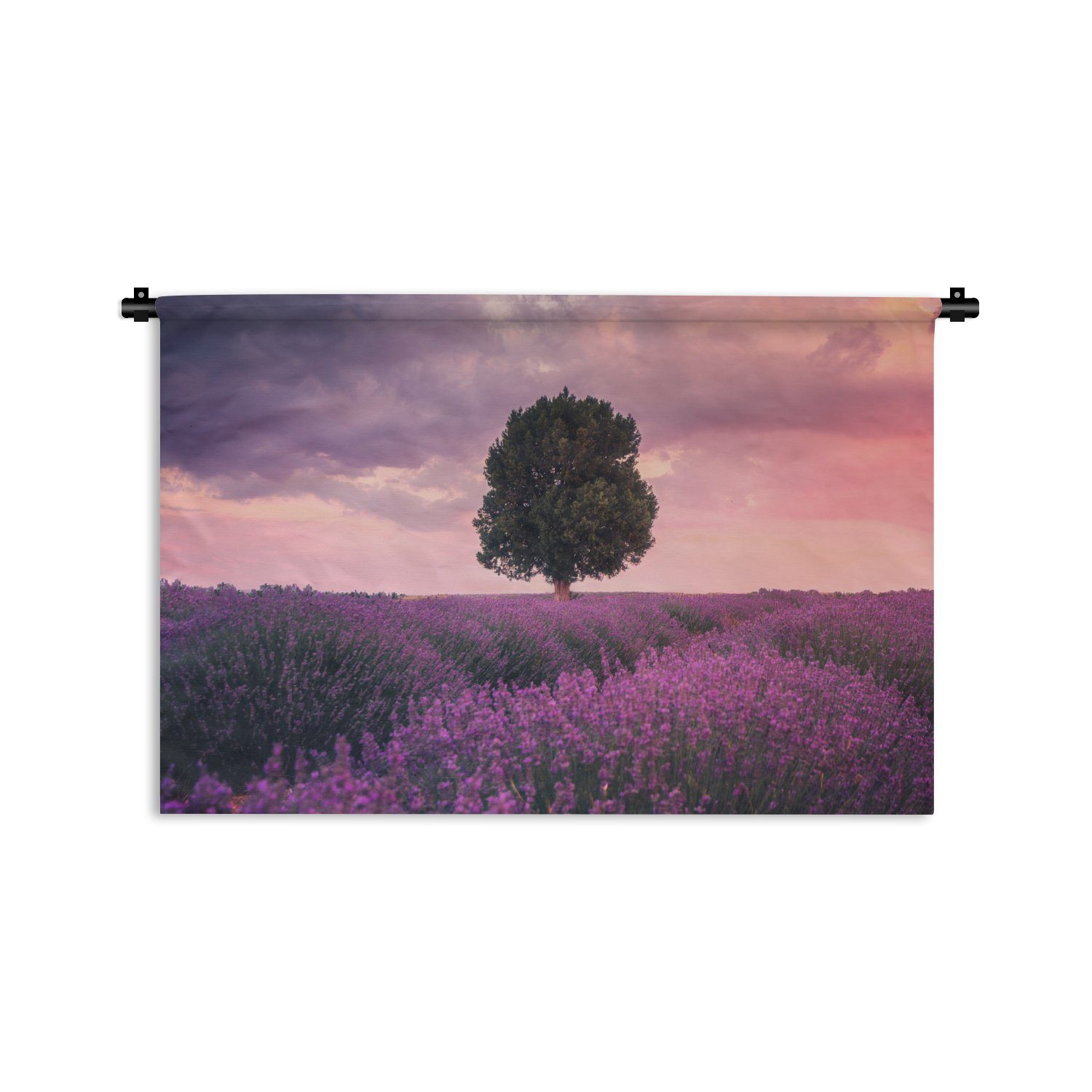 MuchoWow Wanddekoobjekt Lavendel - Blumen - Lila - Baum - Natur, Wanddeko für Wohnzimmer, Schlafzimmer, Kleid, Wandbehang, Kinderzimmer