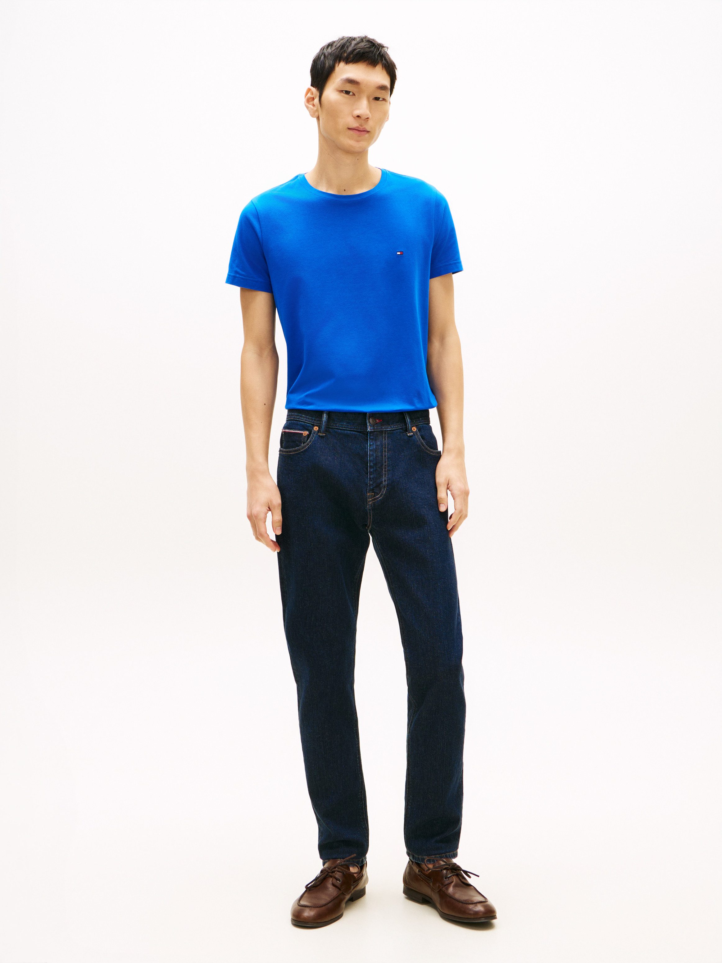 Tommy Hilfiger T-Shirt STRETCH SLIM FIT unifarben, casual, slim fit, Baumwollmix, Rundhals