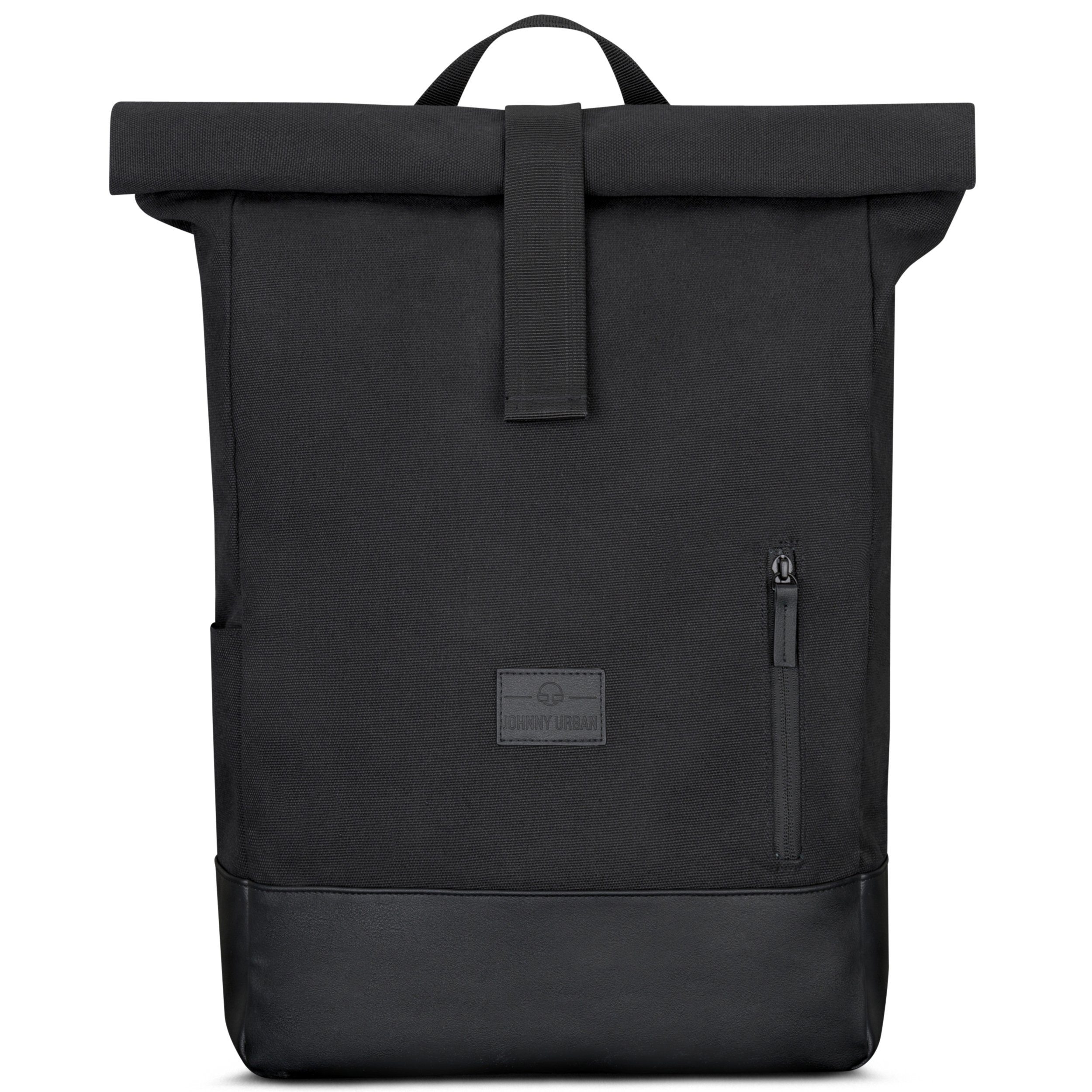 Johnny Urban Cityrucksack Adam Large, Fach, schwarz Damen Herren, Rolltop Laptop Wasserabweisend