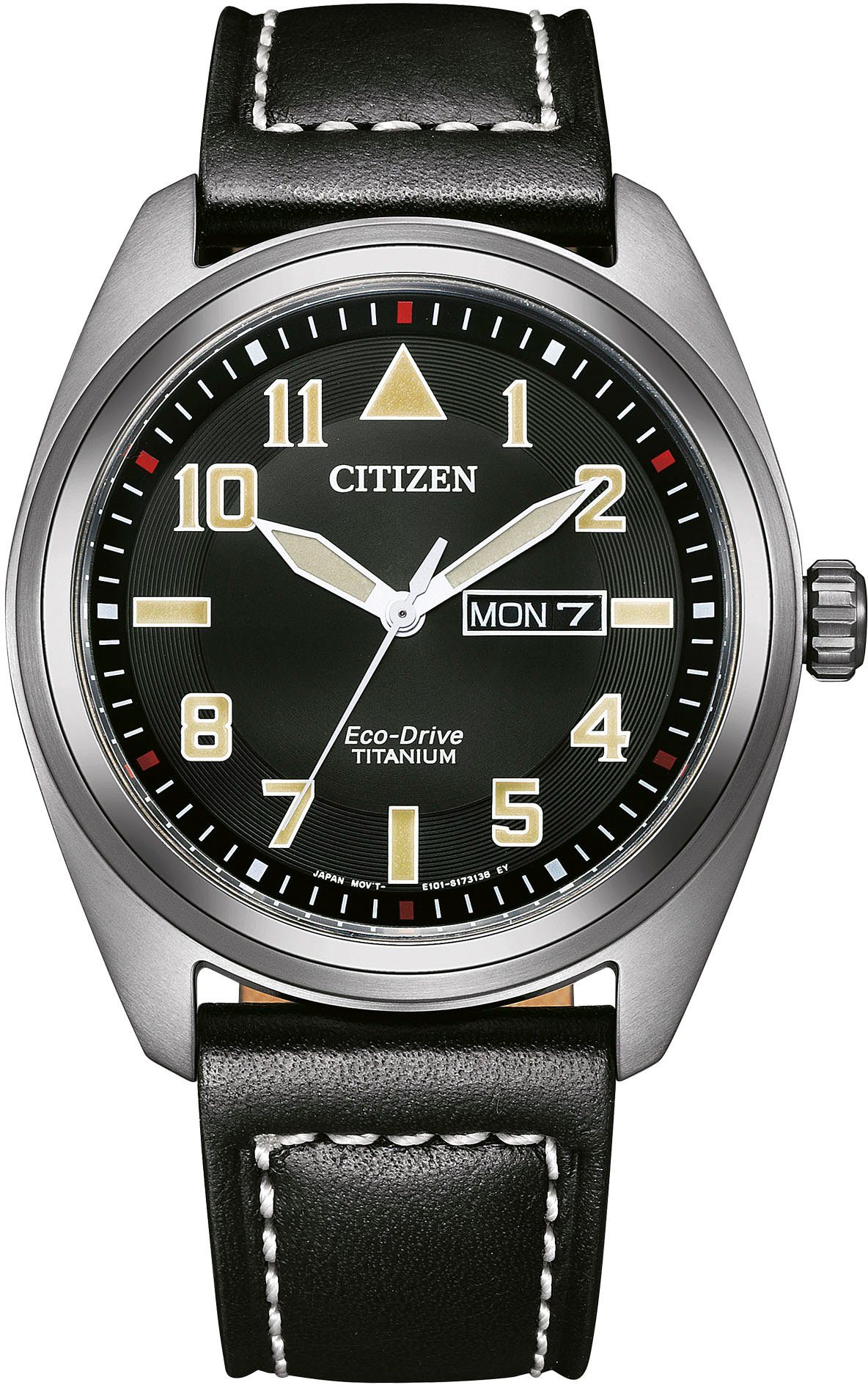 Citizen Solaruhr BM8560-29EC, Armbanduhr, Herrenuhr, Titan, Datum, Lederarmband