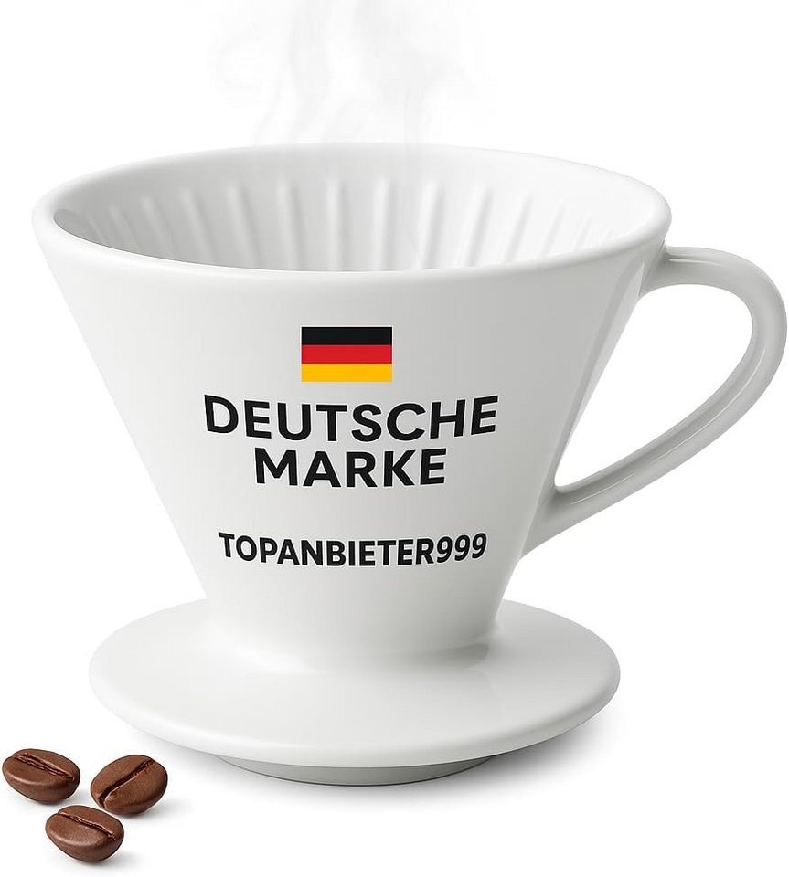 Topanbieter999 Handfilter Größe 4 für 1–4 Tassen Kaffeefilterhalter, Porzellan, passend für Melitta Kaffeefilter Gr. 4, Dauer Pour Over