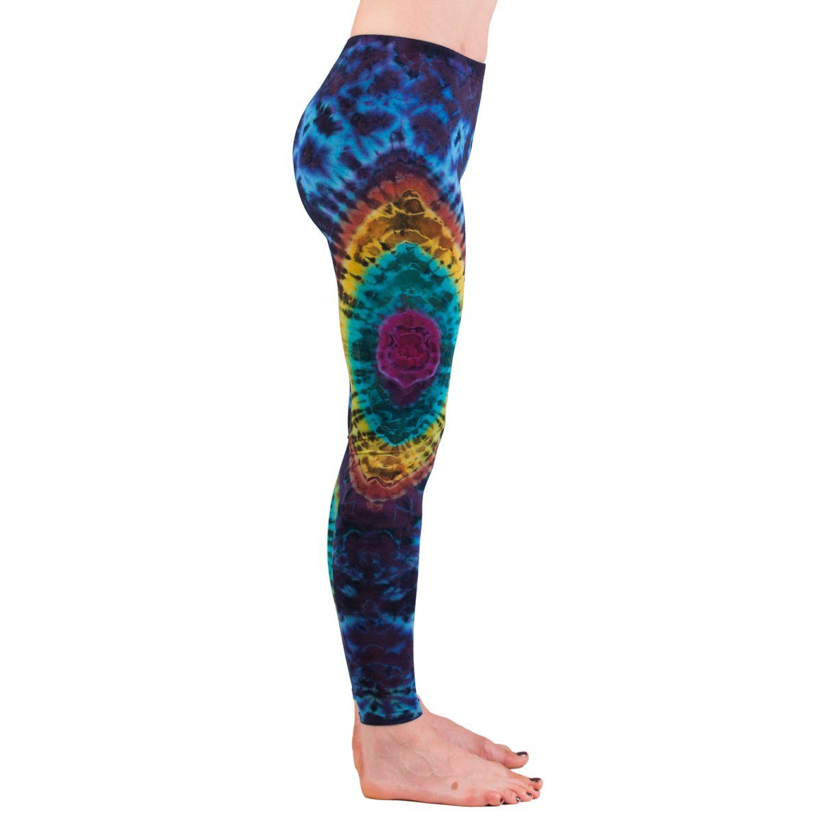 Yogaleggings Leggings Sporthose im Sportleggings 'Sonne' Blaubunt Batik Leggings lange Leggings aus TD13 natürlicher Unikat Hose PANASIAM Look Goa Viskose Batik