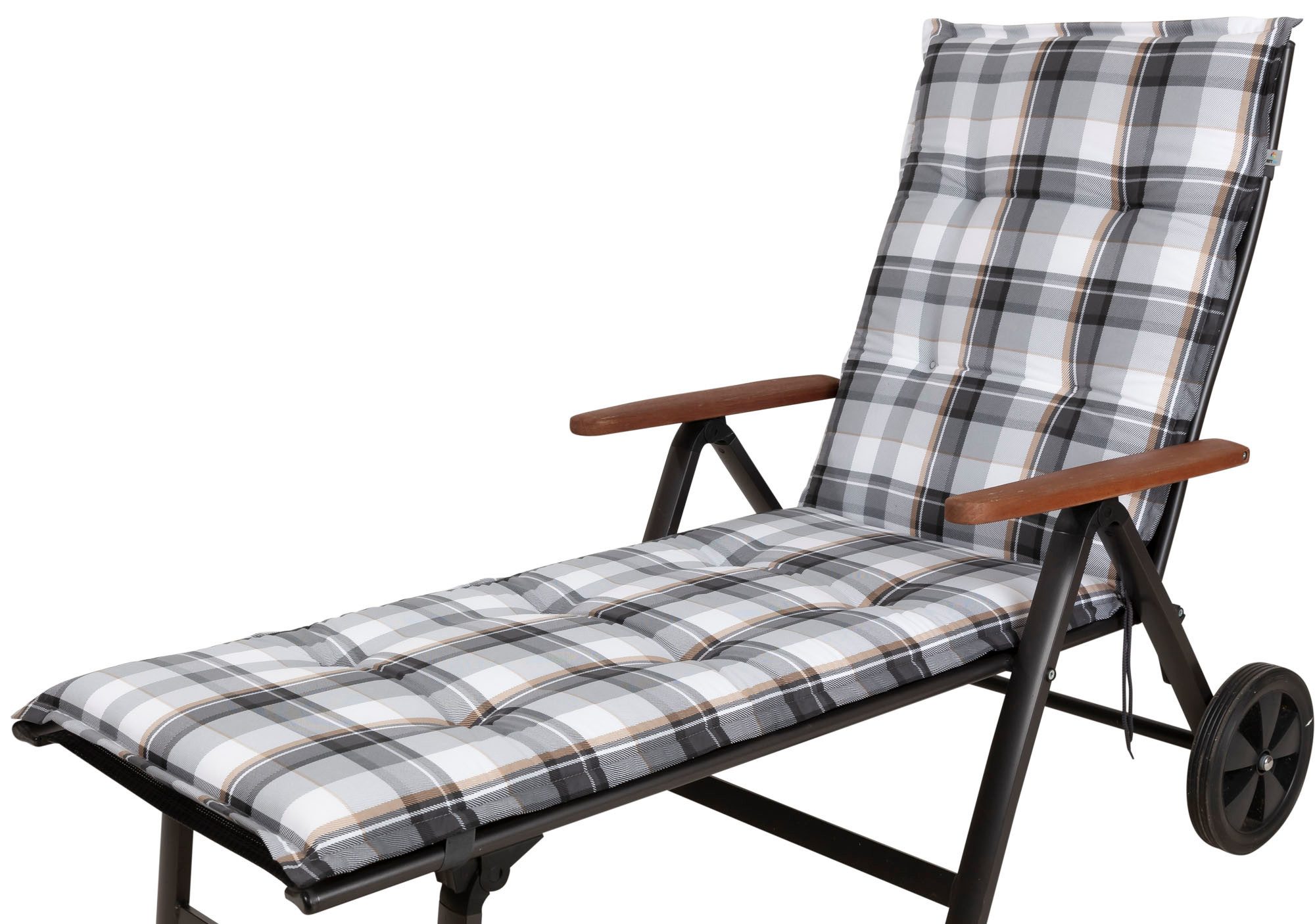 KETTtex Liegenauflage Rollliege Milano 2401 grau-braun-weiß kariert 190x60x6 cm KETTtex, (1 St), mit Bindebändern