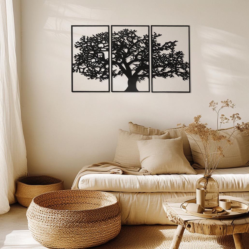 Kobolo Wandbild Metallbild NATURE dreiteilig aus schwarzem Metall günstig online kaufen