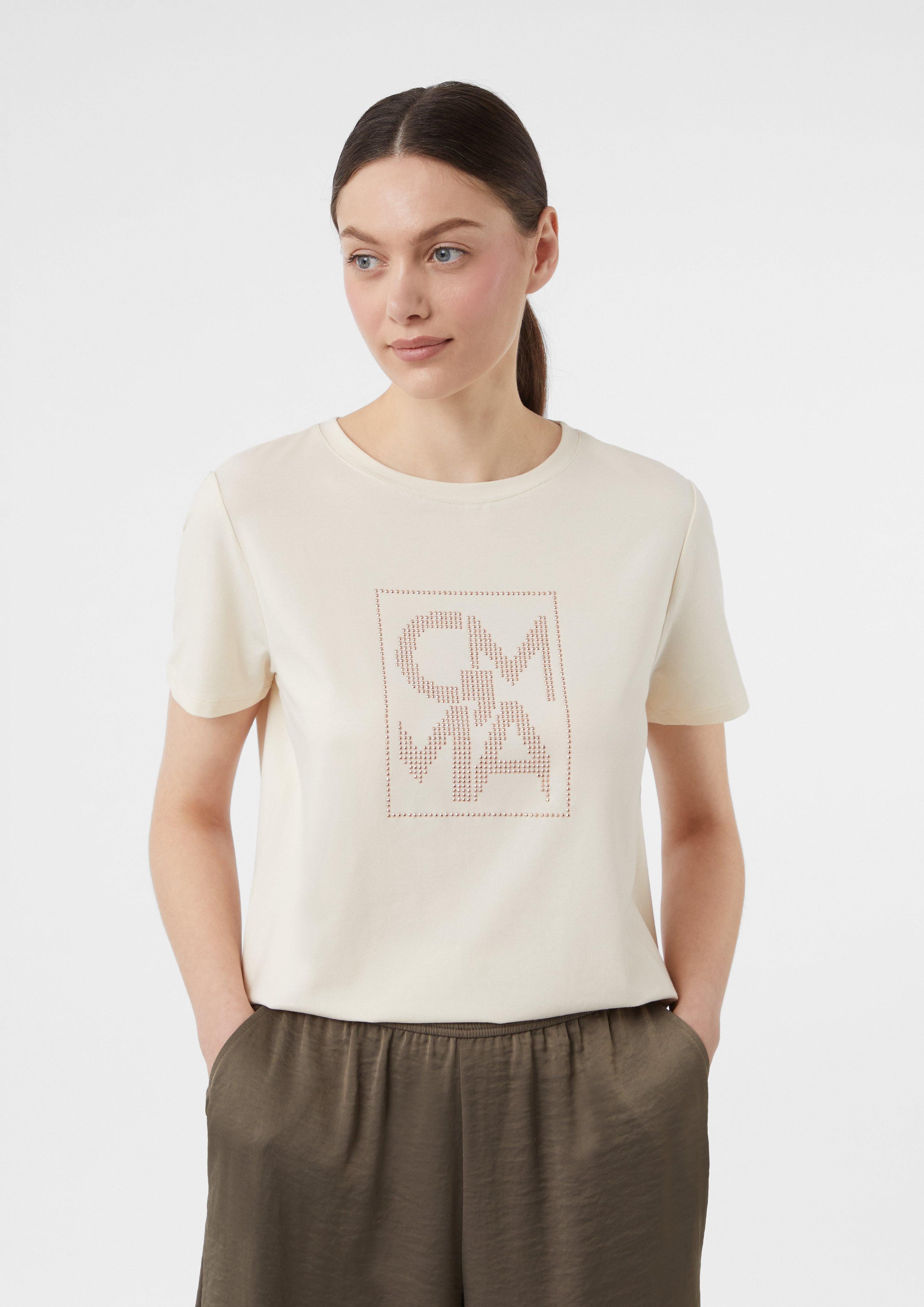 Comma Kurzarmshirt T-Shirt mit Glitzer-Artwork günstig online kaufen