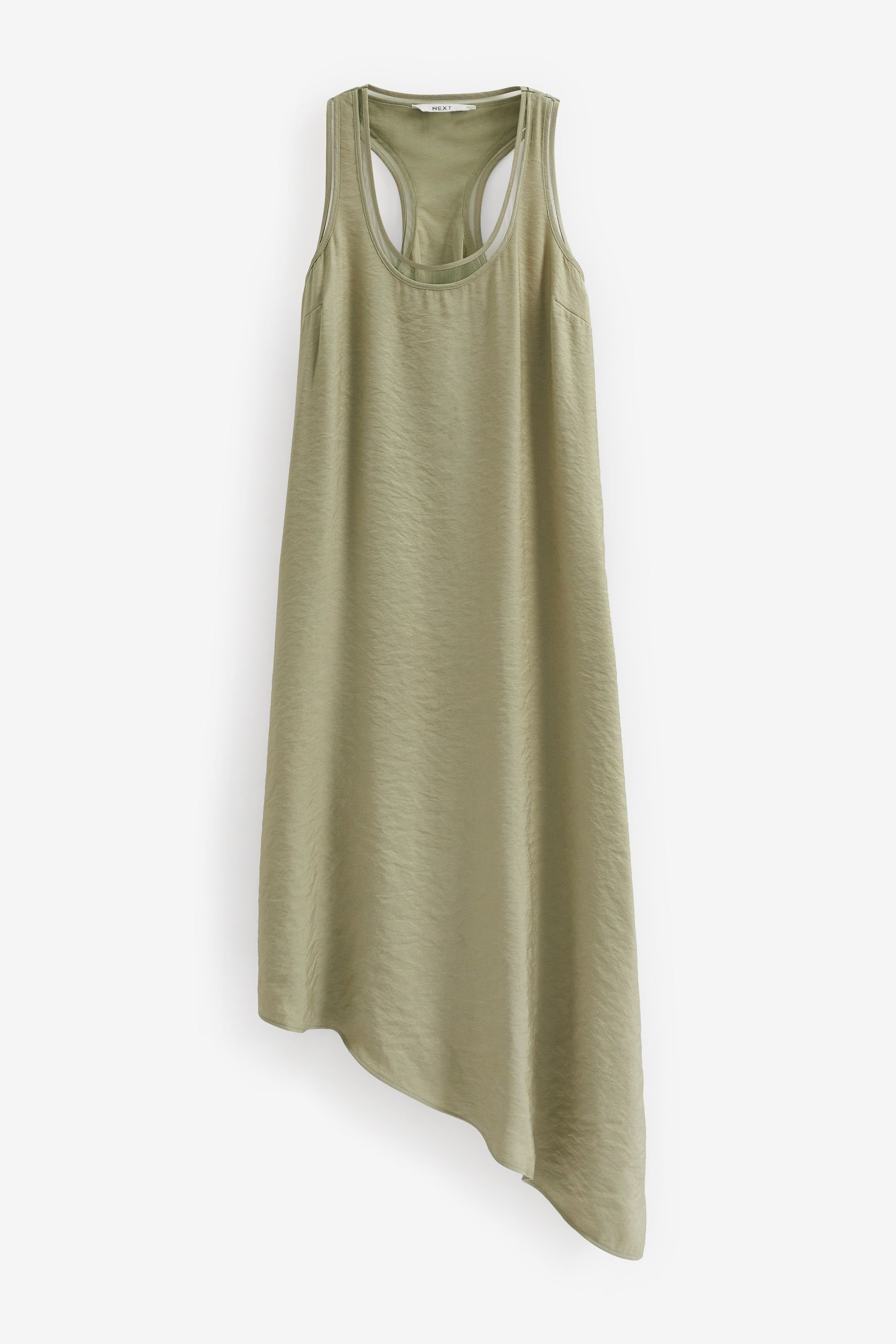 Next Sommerkleid Asymmetrisches Sommerkleid mit tiefem Ausschnitt (1-tlg) Sage Green