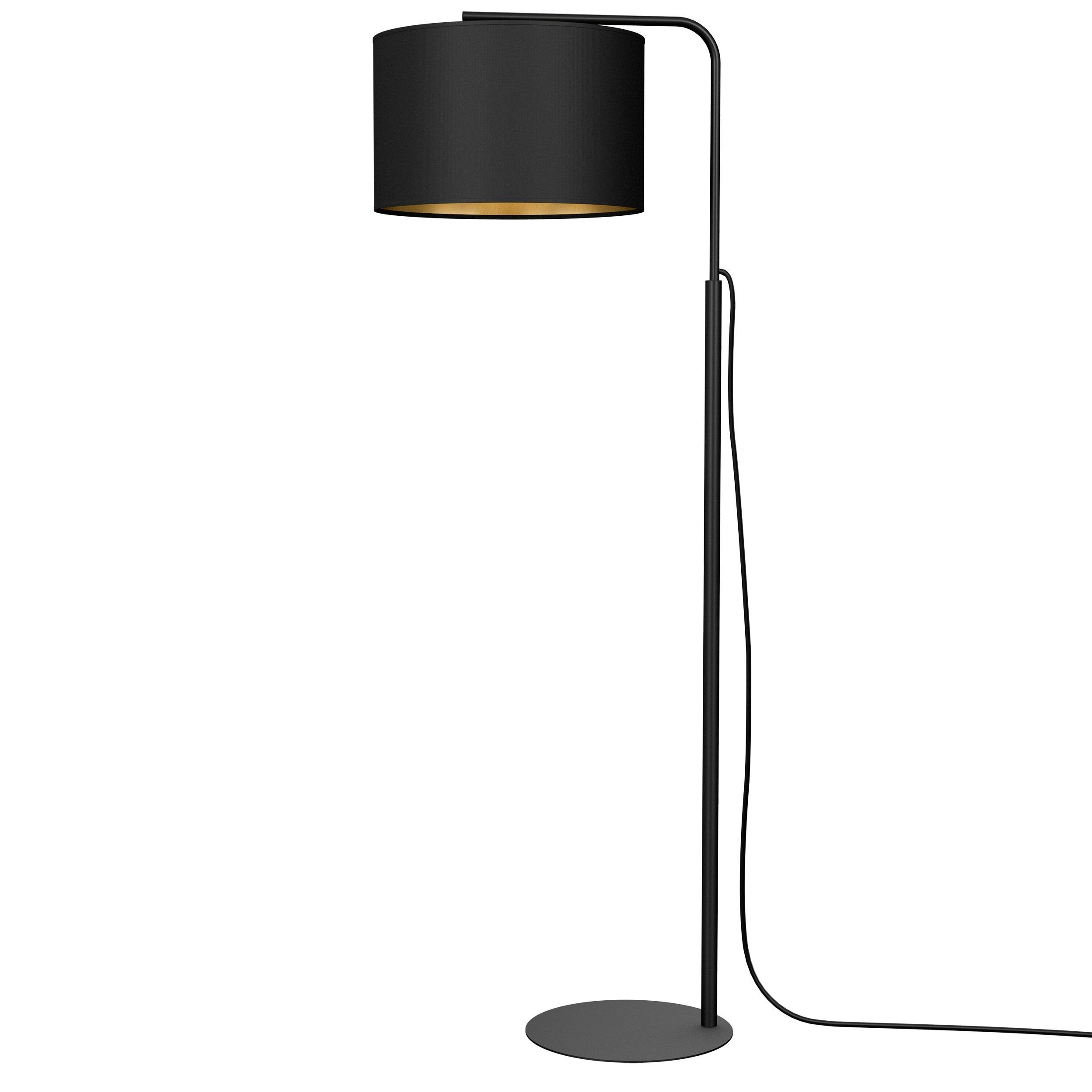 Licht-Erlebnisse Stehlampe KAJA, ohne Leuchtmittel, Modern E27 Metall 151 Stehleuchte Standleuchte Stoff cm Schwarz