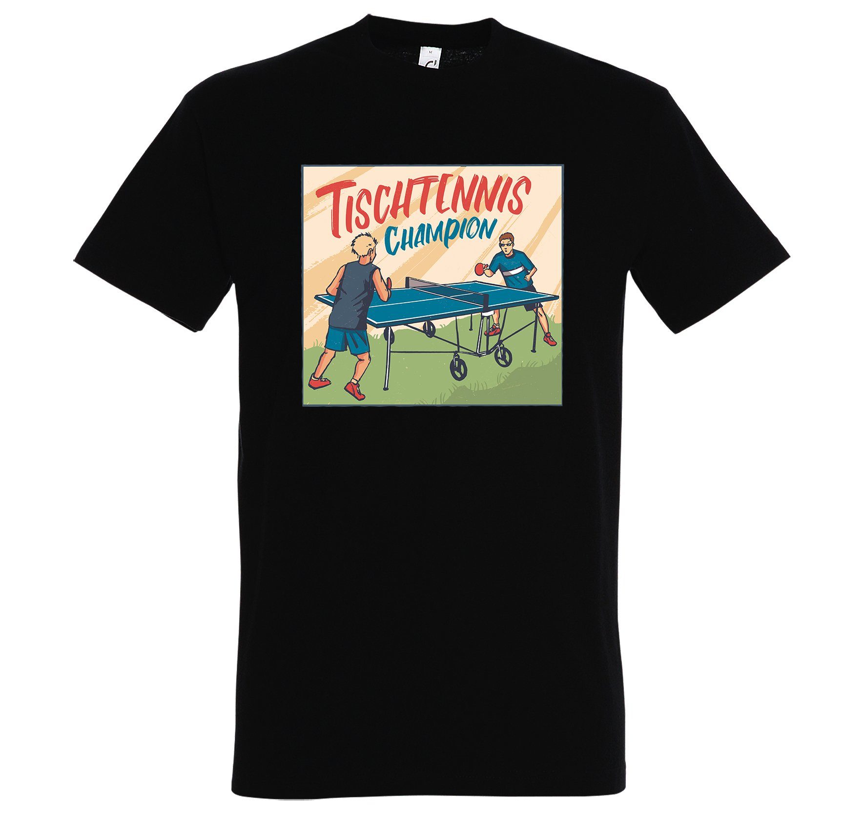 Youth Designz T-Shirt Tischtennis mit trendigem Herren Frontprint Shirt Champion Schwarz