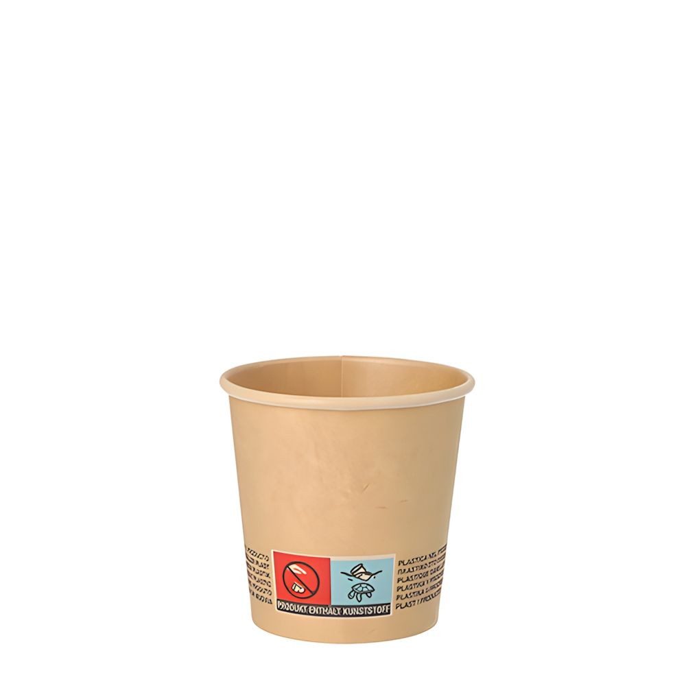 PAPSTAR Einwegbecher Trinkbecher, Pappe 0,1 l Ø 6 cm, 6 cm braun 1000 Stk, Frischfaser-Karton, PLA beschichtet