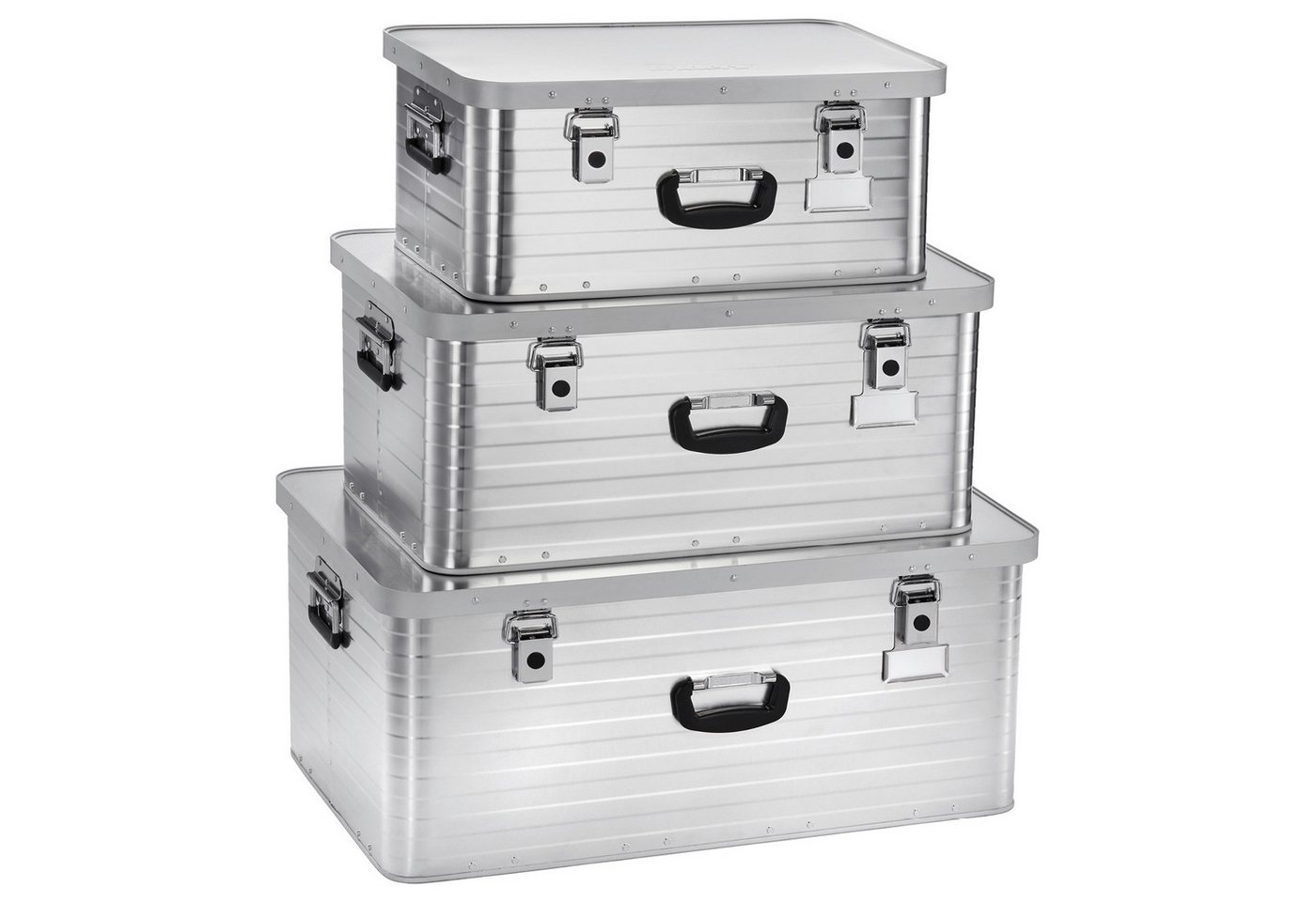Thumbnail - Enders® Aufbewahrungsbox Alubox 47 L + Alubox 80 L + Alubox 130 L inkl. 3x Schloss-Set, Alukiste Transportbox Lagerbox A...
