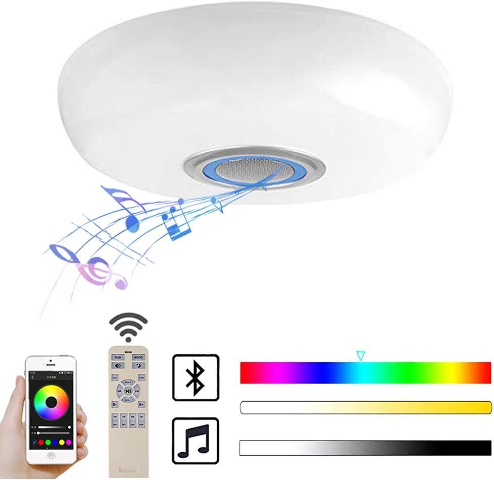 DIMMBAR LED RGB Deckenlampe mit Bluetooth Musik Lautsprecher App Fernbedienung 