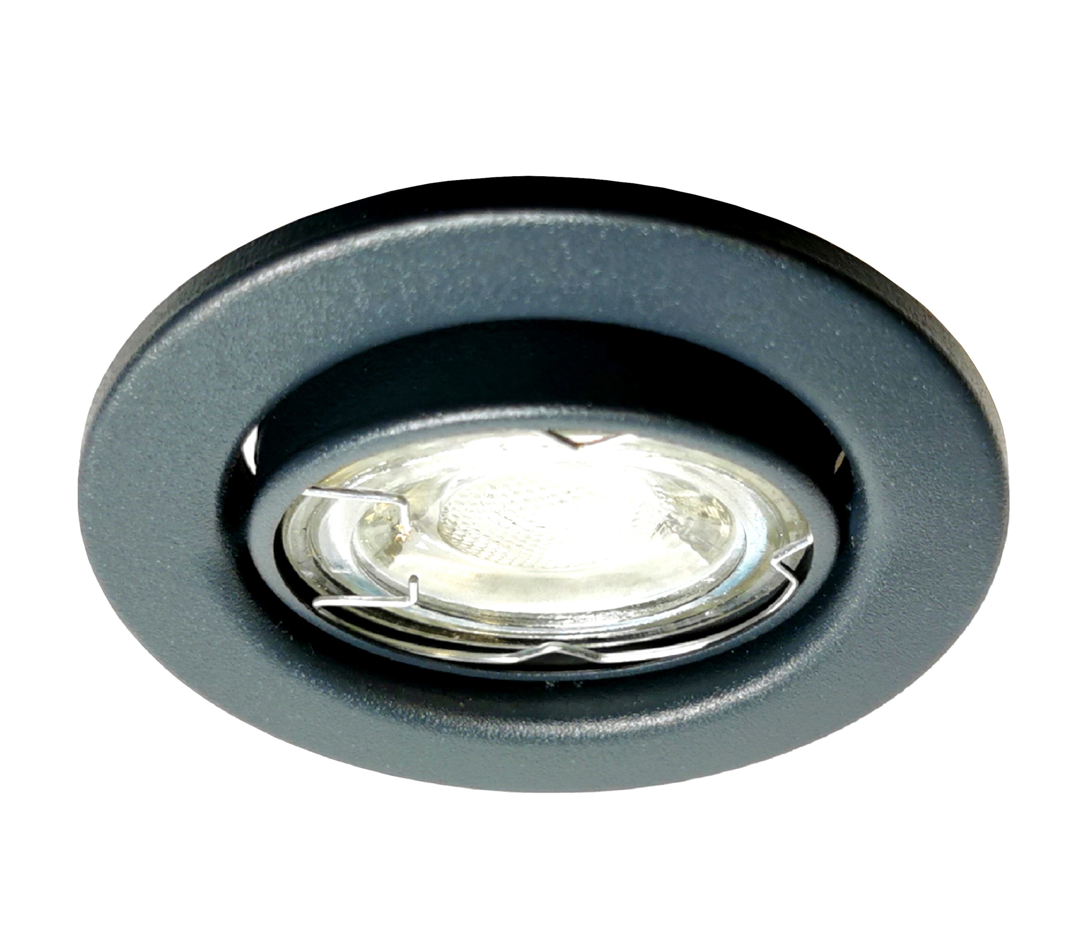 TRANGO LED Einbauleuchte, 6er Set 6729-061M6KSD LED Einbaustrahler Anthrazit matt Rund inkl. 6x 5 Watt 6000K Tageslichtweiß - 3 Stufen dimmbar Ultra Flach LED Modul, Deckenspot, Einbauspot, Deckenleuchte, Downlight