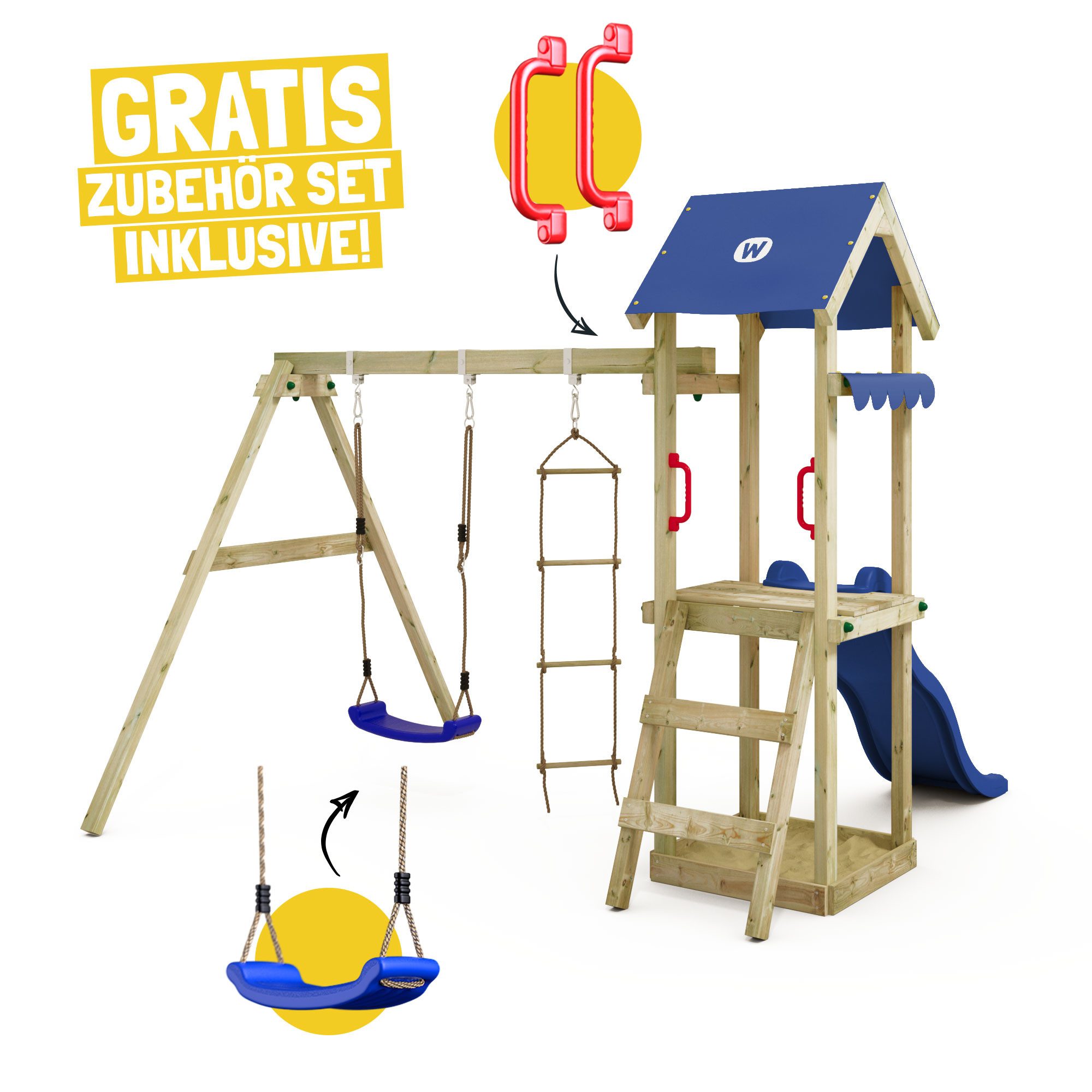 Wickey Spielturm TinyCabin - Klettergerüst mit Schaukel & Rutsche für Kleinkinder, Garten - Kletterturm mit 10 Jahren Garantie*