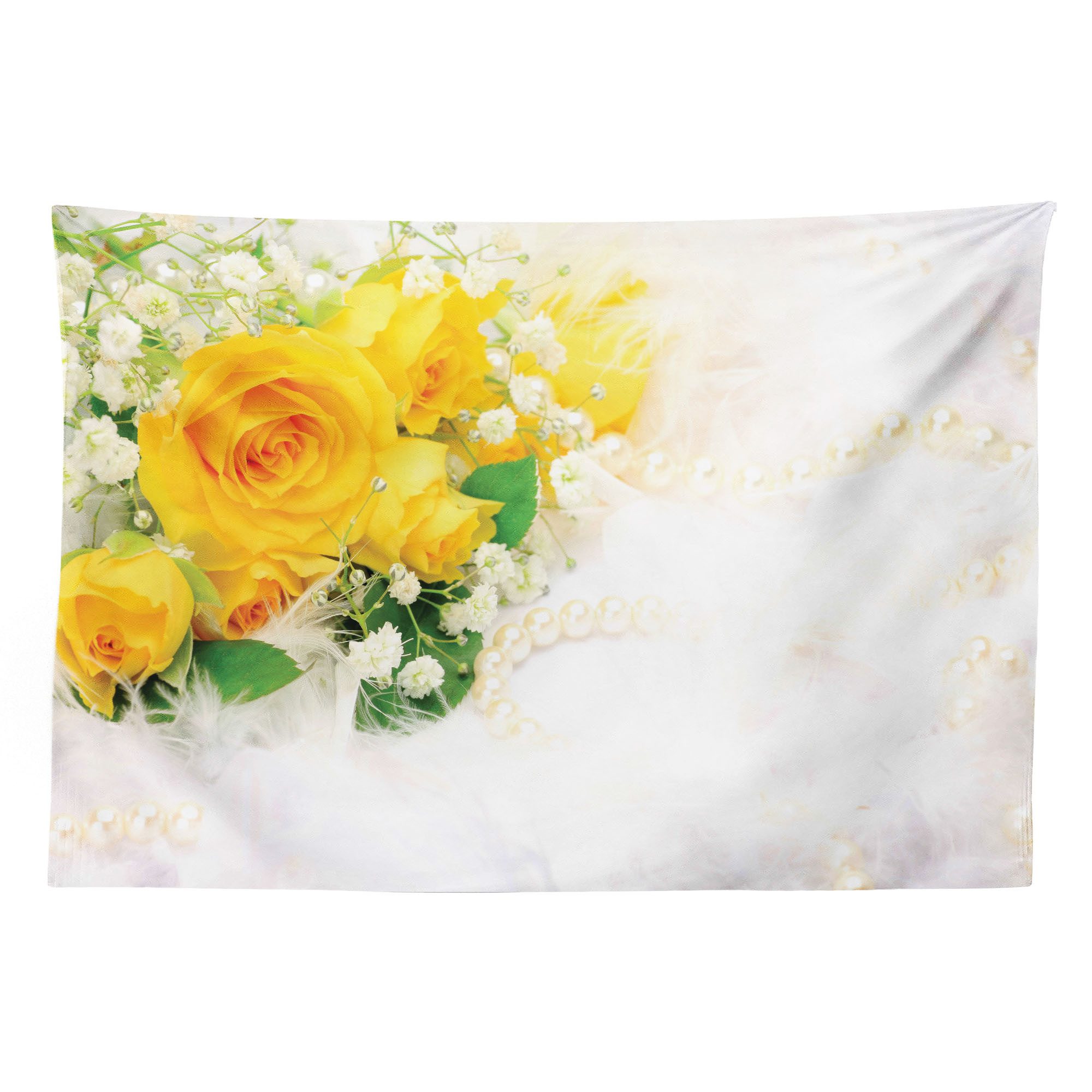 Abakuhaus Wandteppich aus Weiches Mikrofaser Stoff Für das Wohn und Schlafzimmer, rechteckig, Gelb Blumenstrauß der romantischen Blumen