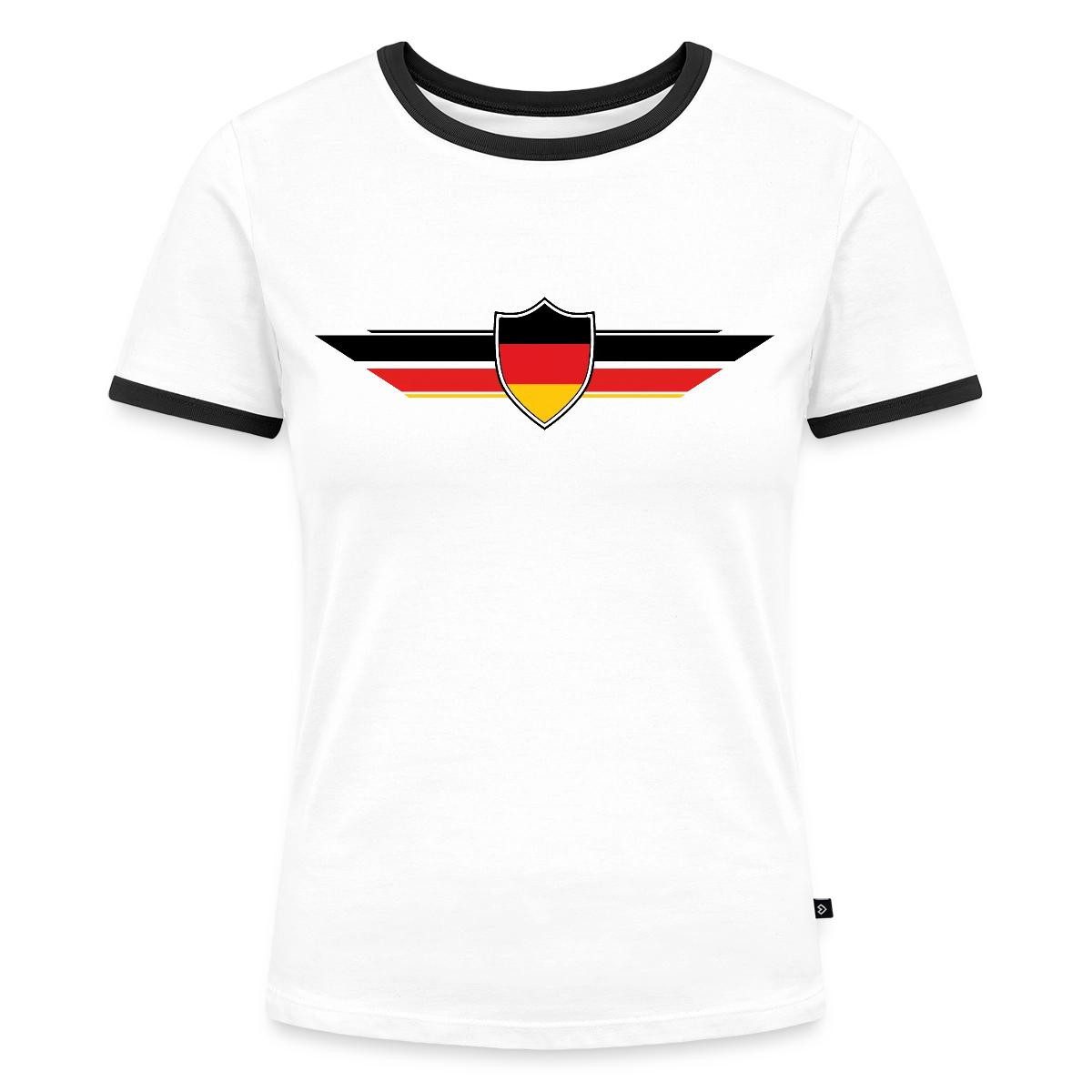 Spreadshirt T-Shirt Deutschland Fußball Fanlook Wappen Frauen Kontrast T-Shirt (1-tlg)