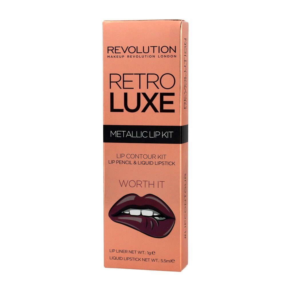 MAKE UP REVOLUTION Make-up Set Retro Luxe Metallic Lip Kit Worth It 1op.