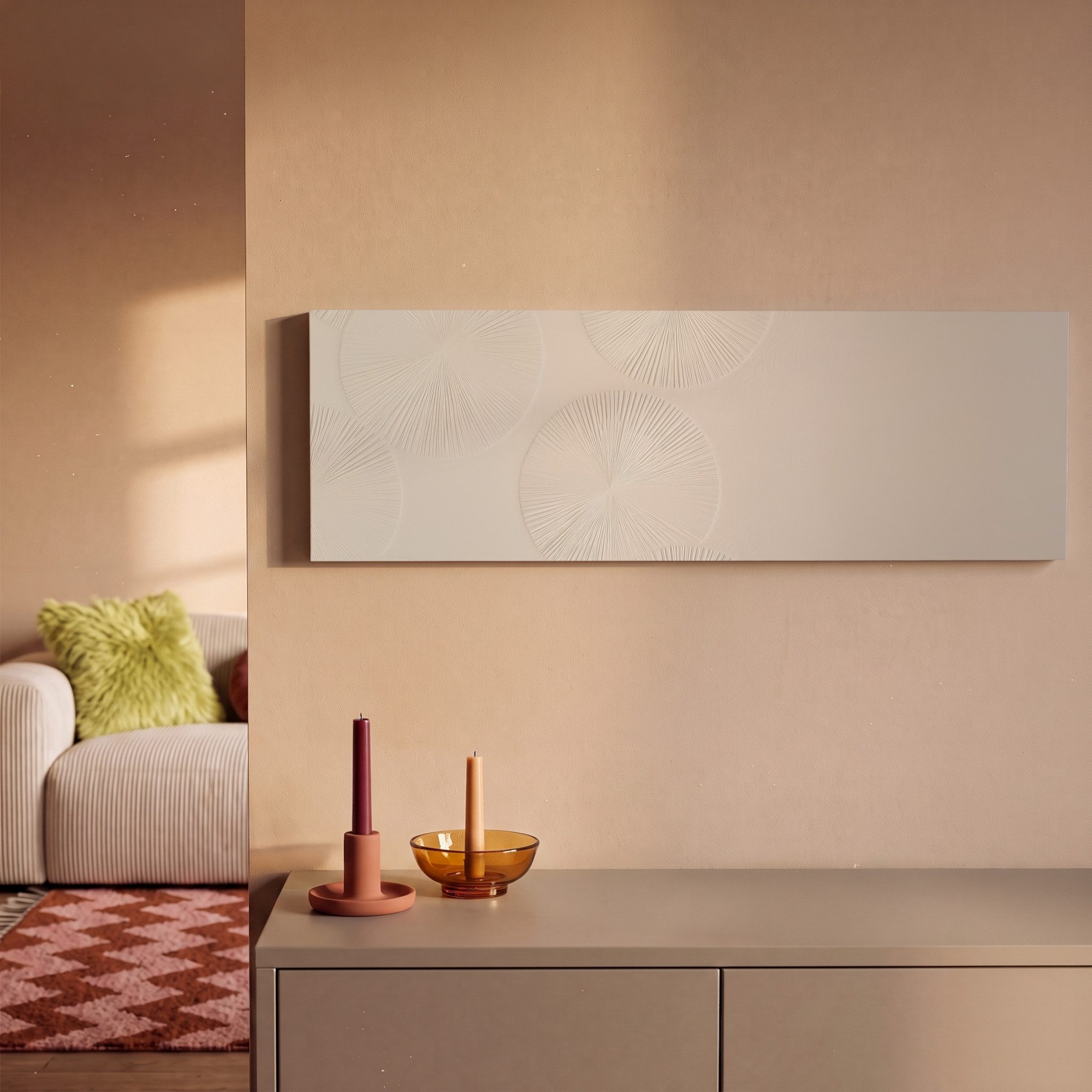 OneMillionCanvasses® Leinwandbild Panorama Japandi - Beige - Modern, Fotodruck (1 St), Wandbild, Deko Schlafzimmer Wohnzimmer Flur 60x20 cm – Bild 2 von 5
