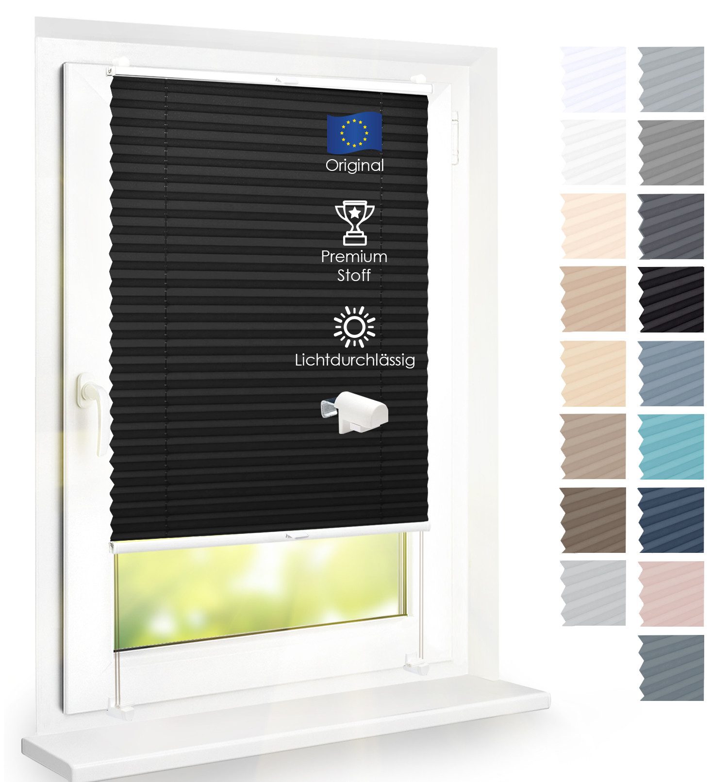 DomDeco Plissee Premium Plissee ohne Bohren, Sichtschutz, lichtdurchlässig, blickdicht, Klemmfix, Klemmfix, UV-beständig, modernes Design, stufenlos