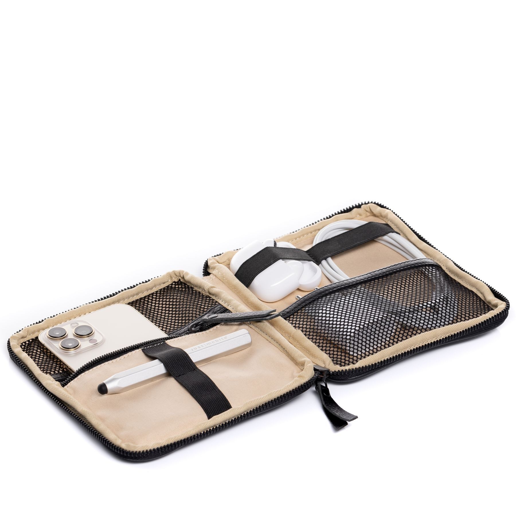 FEYNSINN Businesstasche echt Leder Organizer Tasche groß Ledertasche JORI, Zubehörtasche Damen Herren Organizertasche für Kabel etc. schwarz