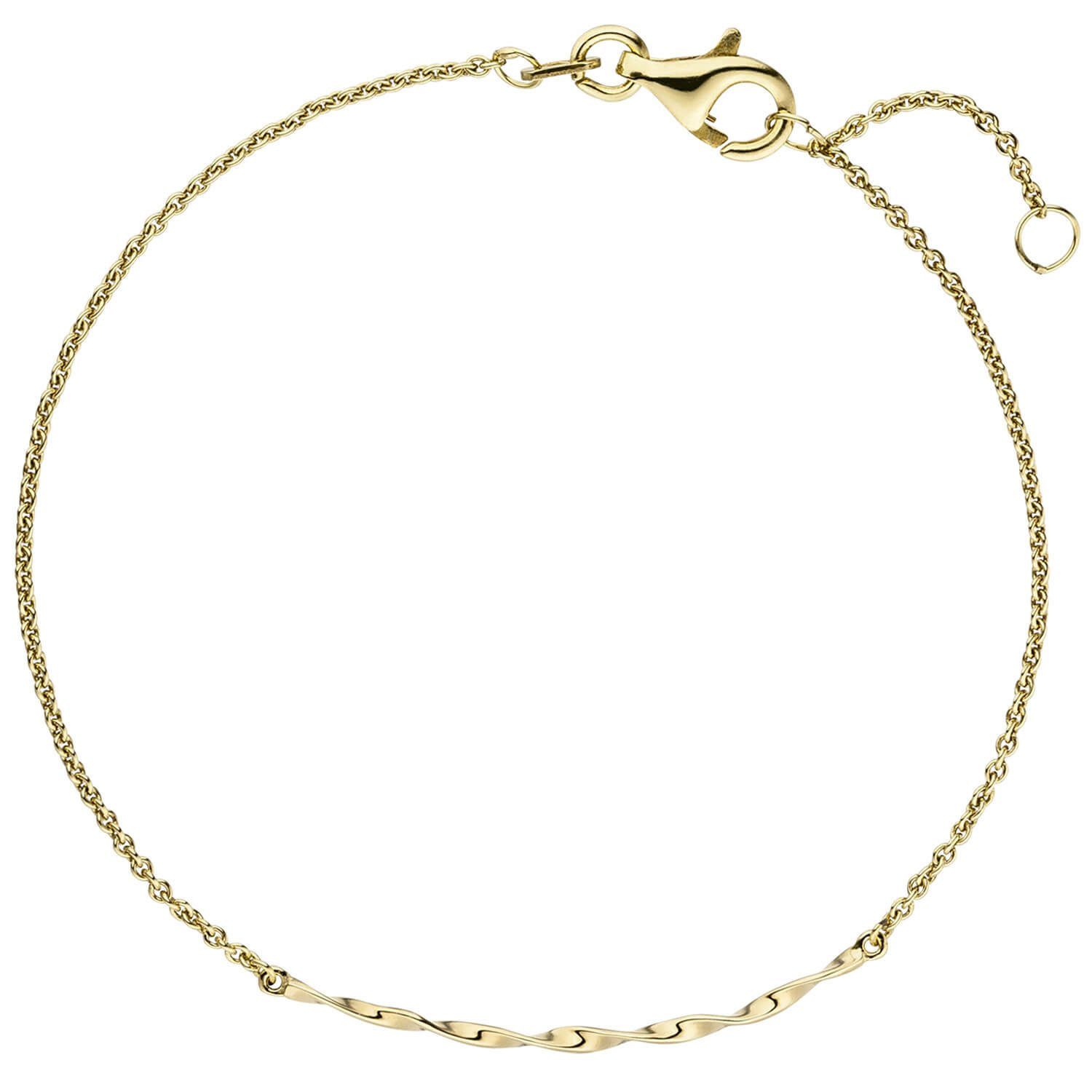 glänzend 15,5-17,5cm Krone gedreht Goldarmband Teil aus Schmuck Armband Gold mittleres 585 Gelbgold