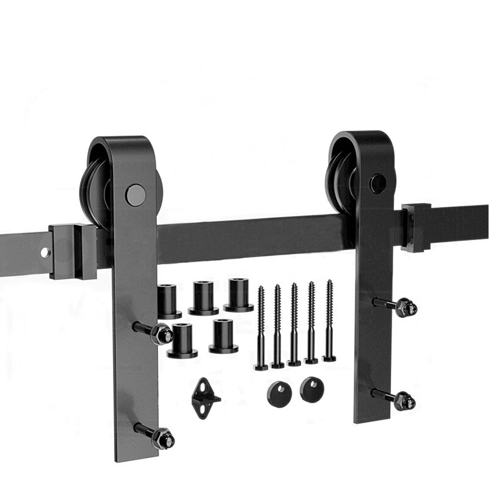 JEOBEST Schiebetür Schiebetürsystem Komplett-Set Schiene Schiebetürbeschlag, 183/200/244cm Schiebetürbeschlag Set Laufschienen für 1 Holztür – Bild 3 von 5