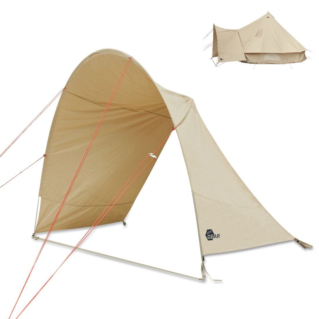 UV50+ yourGEAR Tipi-Zelt mit Desert Baumwolle Tipi Zelt 8 yourGEAR Pro Personen: Vordach, Camping 8