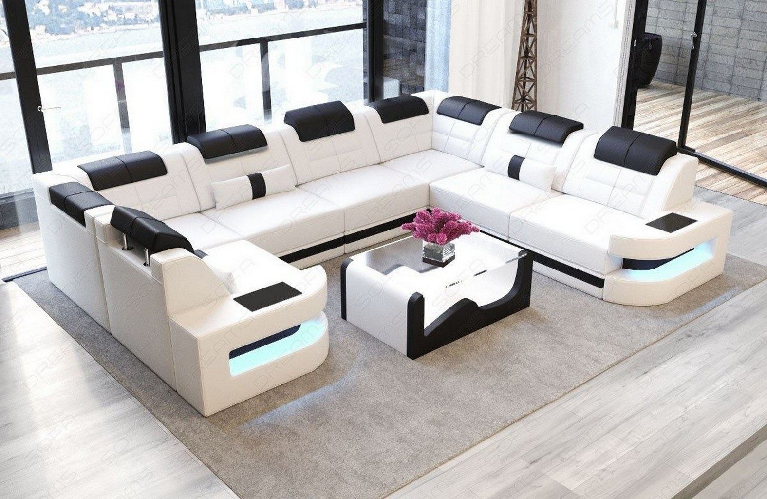Wohnlandschaft Como U Form Leder