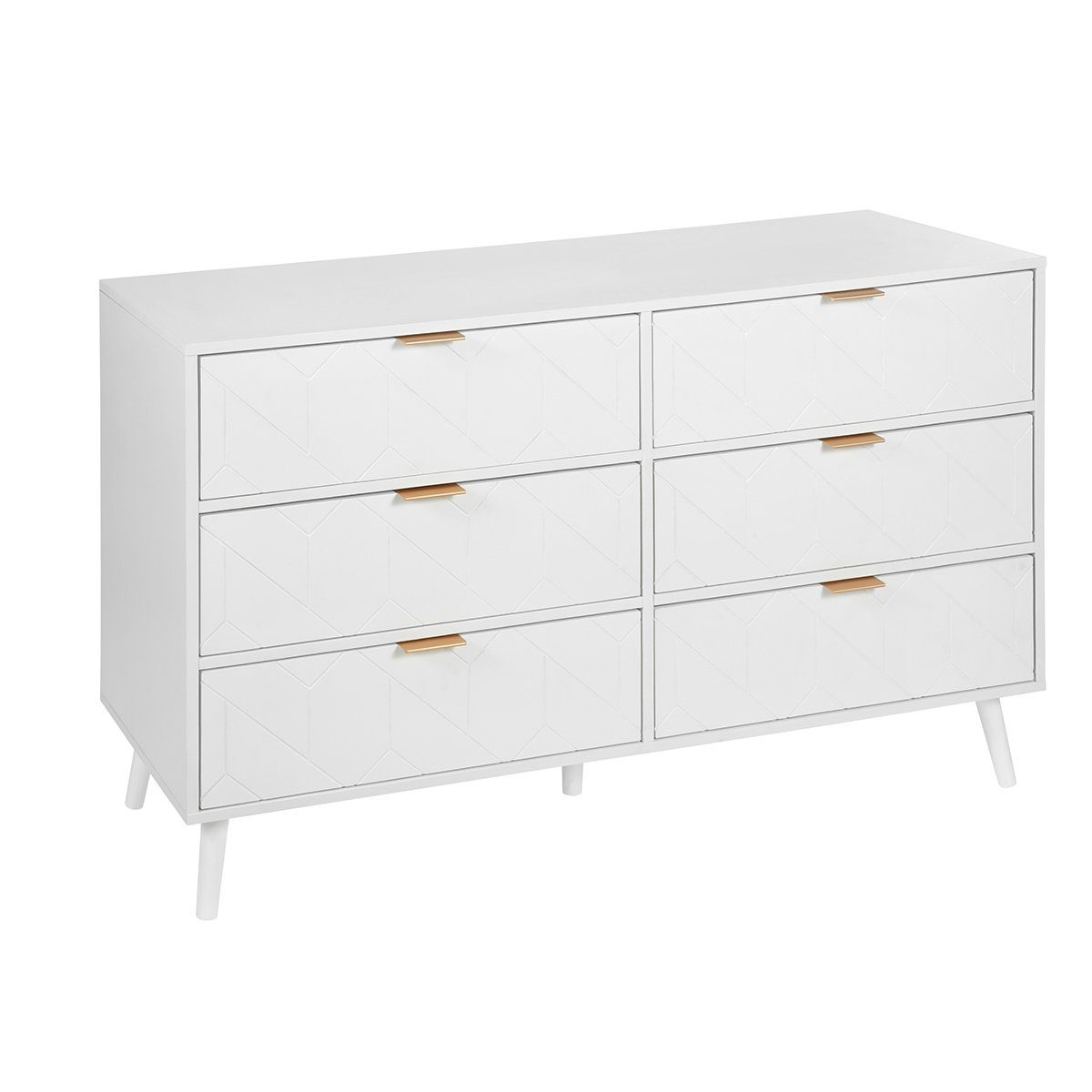 Sideboard (Kommode mit 6 Schubladen), Highboard für Schlafzimmer & alle Wohnräume, 120x39.5x80.5cm