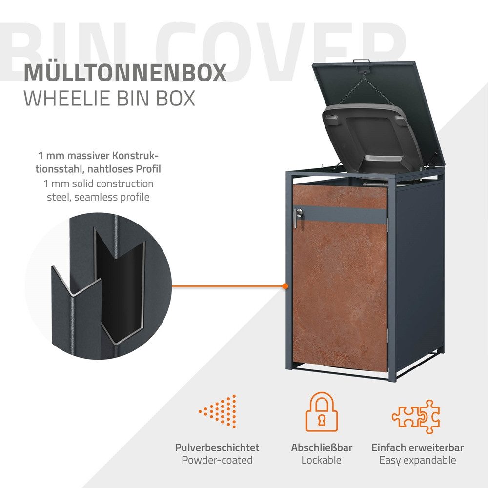 Thumbnail - ML-DESIGN Mülltonnenbox Müllbox aus Stahl wetterfeste Mülltonnen Verkleidung Mülltonnengarage (Komplett-Set), Mülltonnen...