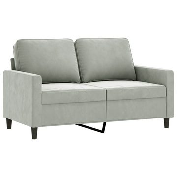 vidaXL Sofa 2-tlg. Sofagarnitur mit Kissen Hellgrau Samt