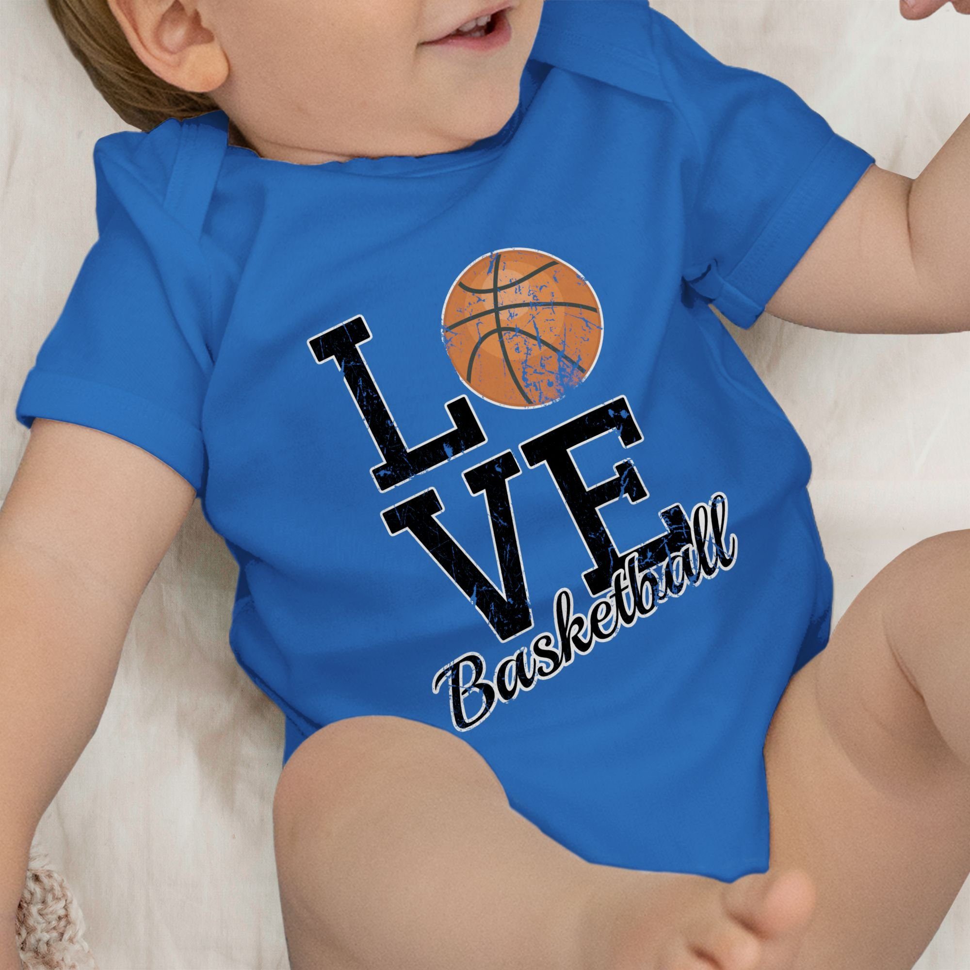 Shirtbody Baby 2 & Sport Love Bewegung Basketball Royalblau Shirtracer