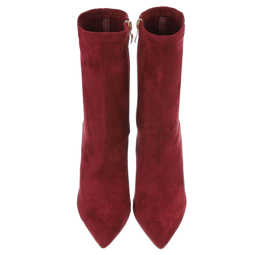 Ital-Design Eleganter Blockabsatz-Stiefel für Damen – Alltags-Style High-Heel-Stiefelette (89929938) Blockabsatz Stiefeletten in Weinrot