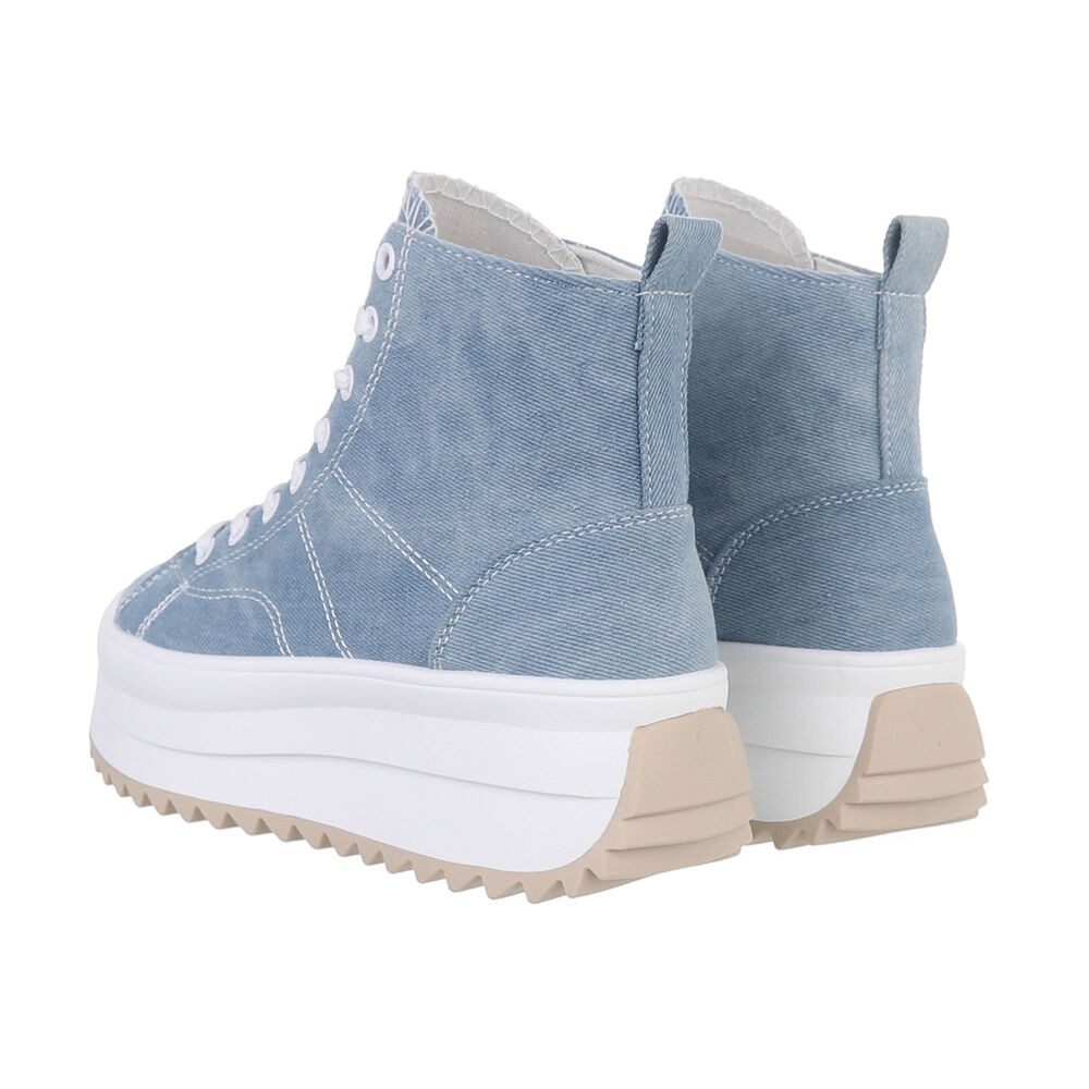 Ital-Design Komfortable Sneakers mit hoher Sohle und modischem Design Sneakerboots (85960095) Flach Sneakers High in Hellblau