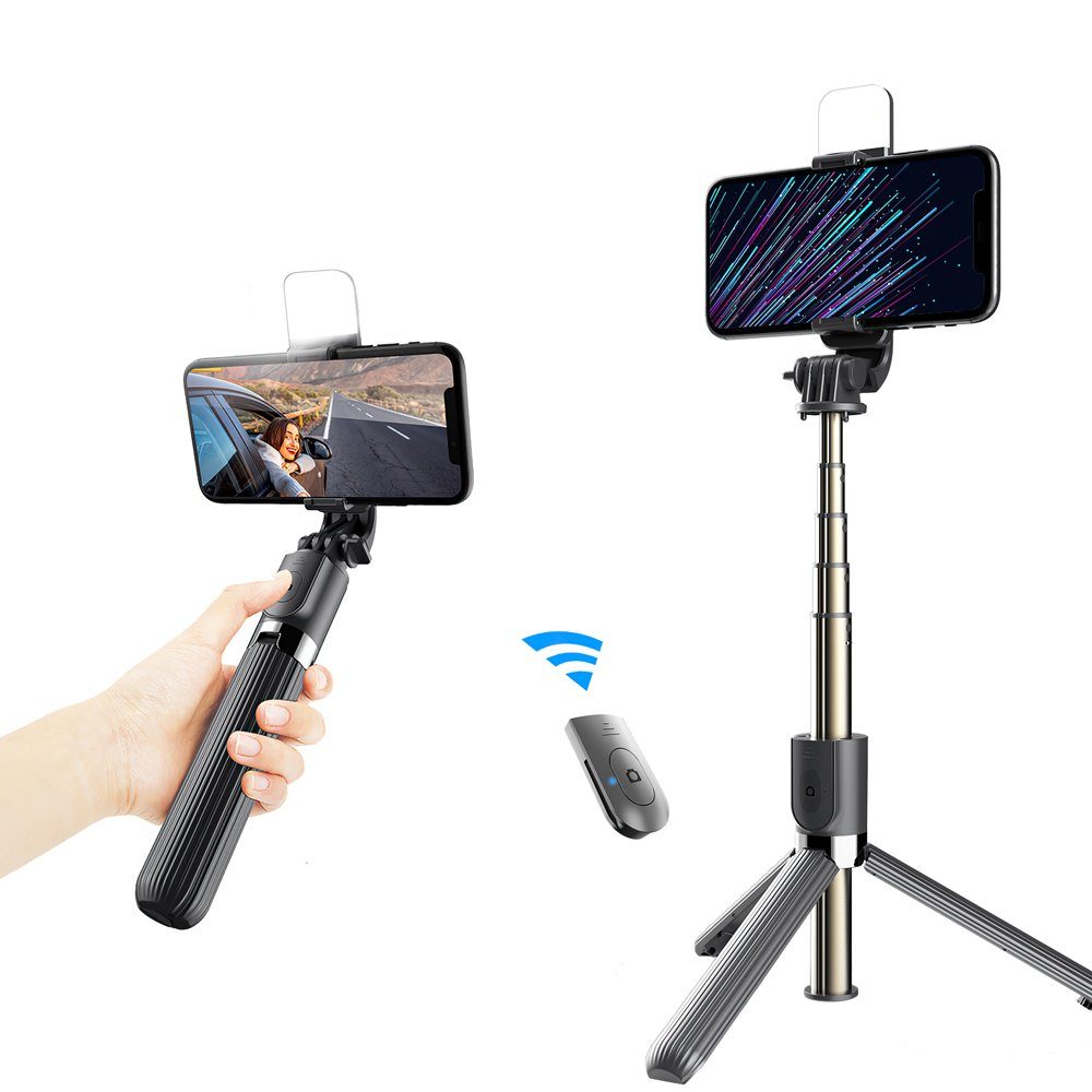 IVSO »einstellbarer Bluetooth Light Flash Selfie Stick für Smartphones, mit  Fernbedienung Stativ 360 Grad Drehkopf« Handstativ (Handstativ (Flash  Selfie Stick, Teleskop-Mittelsäule, Smartphone-Klammer, Bluetooth- Fernauslöser) online kaufen | OTTO