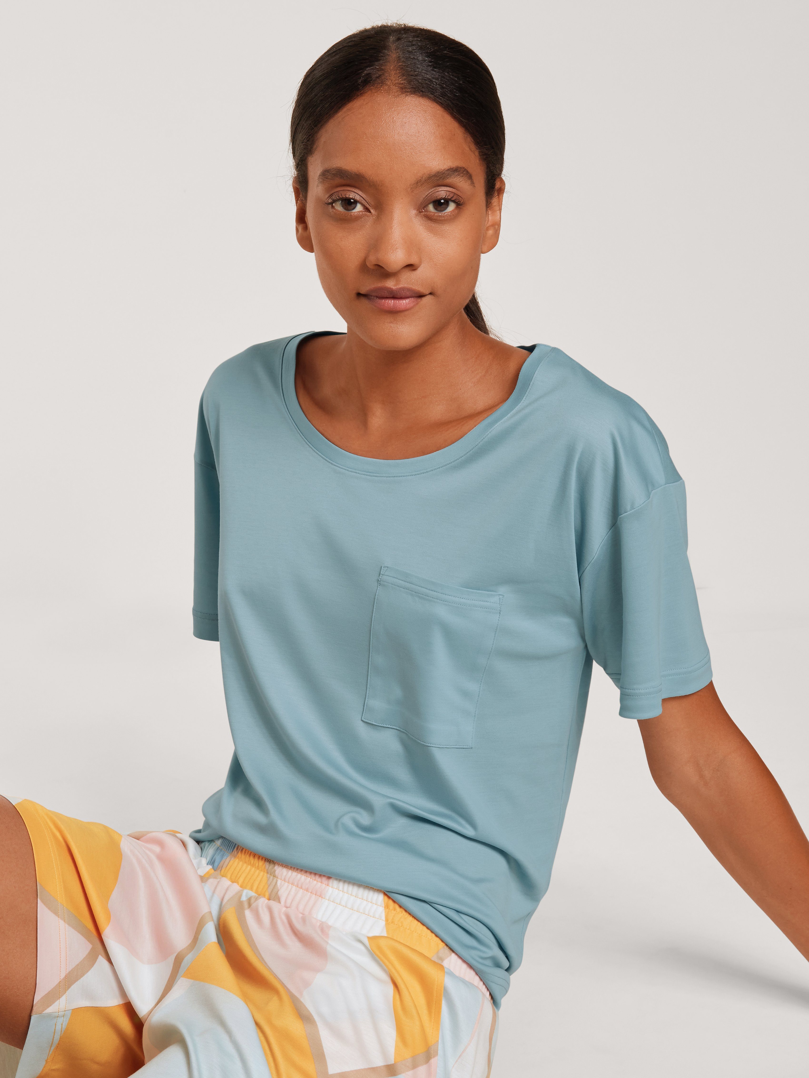 CALIDA Tanktop Top kurzarm blue satin | Pyjamas