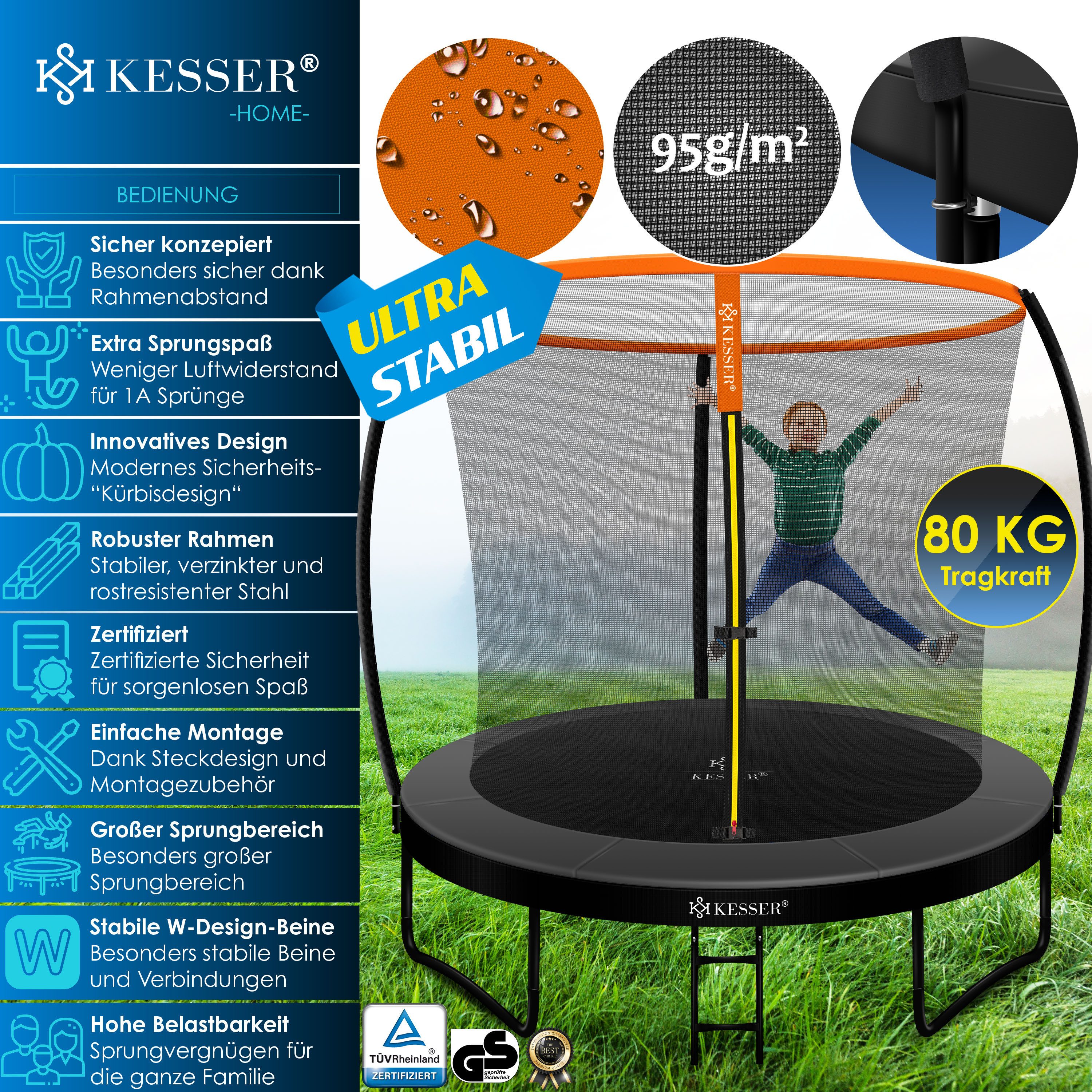 KESSER Gartentrampolin, Trampolin Gartentrampolin TÜV Rheinland GS Zertifiziert