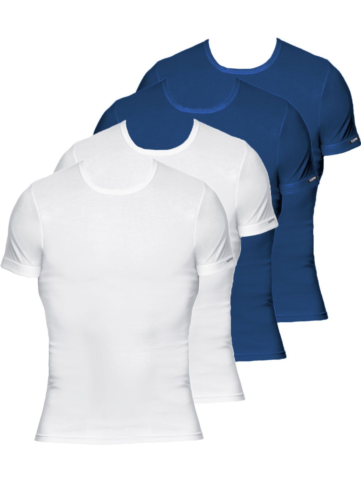 KUMPF Unterziehshirt 4er Sparpack Herren T-Shirt Bio Cotton (Spar-Set, 4-St) hohe Markenqualität darkblue weiss