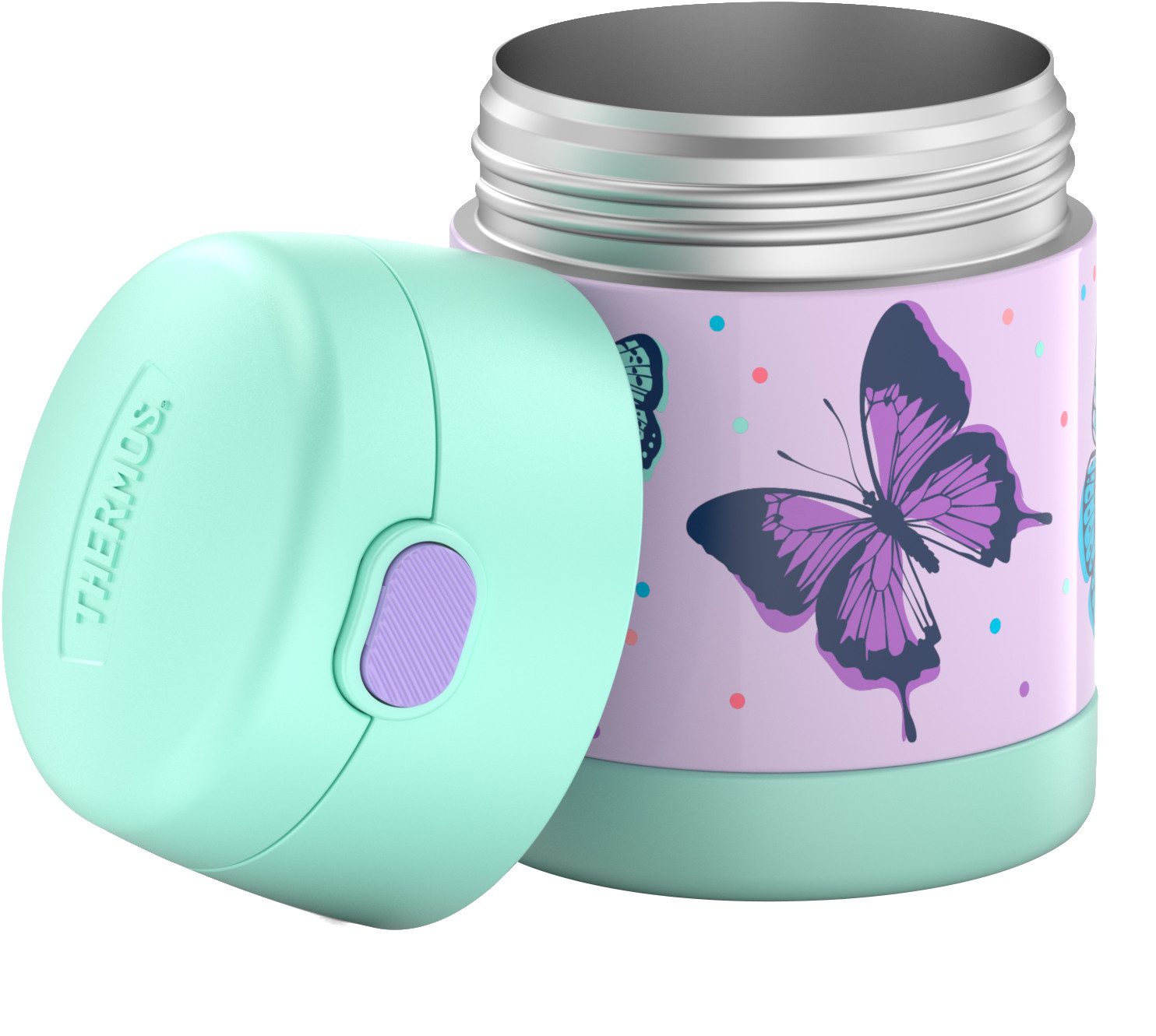 THERMOS Thermobehälter FUNTAINER FOOD JAR, Thermobehälter für Essen, spülmaschinenfest, Edelstahl, Kunststoff, Silikon, (1-tlg), 0,3l, 5h heiß & 7h kalt, dicht & auslaufsicher, mit klappbarem Löffel